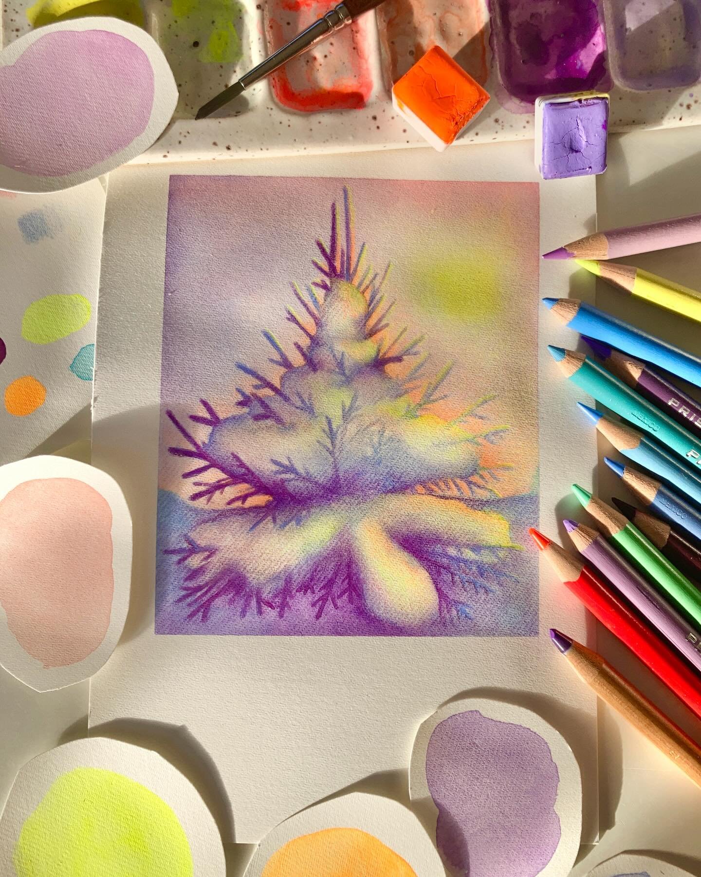 La lumi&egrave;re &eacute;tait trop parfaite dans l&rsquo;atelier pour ne pas vous partager ce troisi&egrave;me paysage d&rsquo;hiver. Juste avant l&rsquo;heure bleue, quand les couleurs chaudes submergent les froides et nous plongent dans la beaut&e