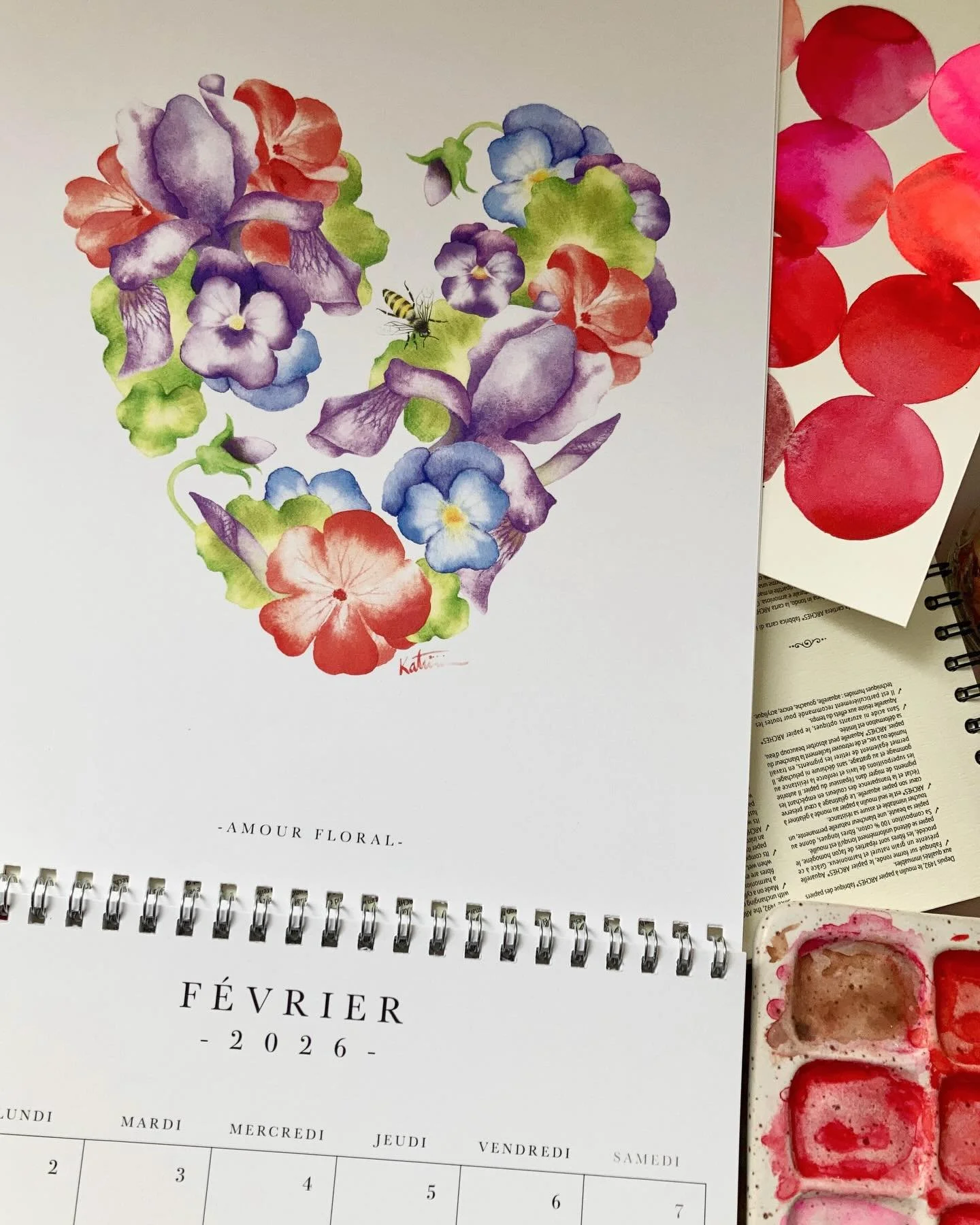 Voici l&rsquo;illustration de f&eacute;vrier de mon calendrier 2026. ❤️
Un petit clin d&rsquo;&oelig;il &agrave; la Saint-Valentin, j&rsquo;esp&egrave;re que vous l&rsquo;avez soulign&eacute;e en charmante compagnie.
Il me reste encore quelques exemp