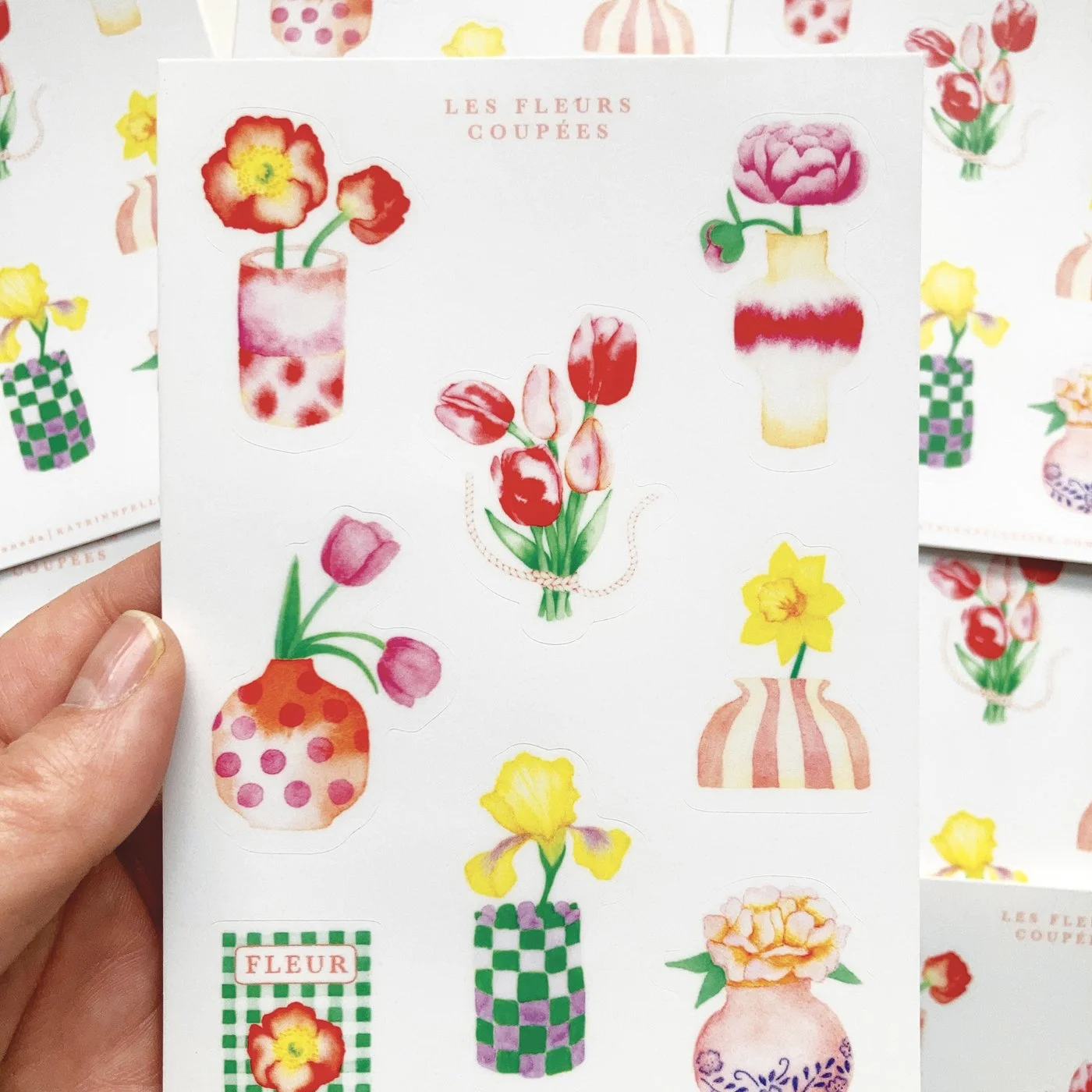 Feuille d'autocollants illustrés - Fleurs coupées