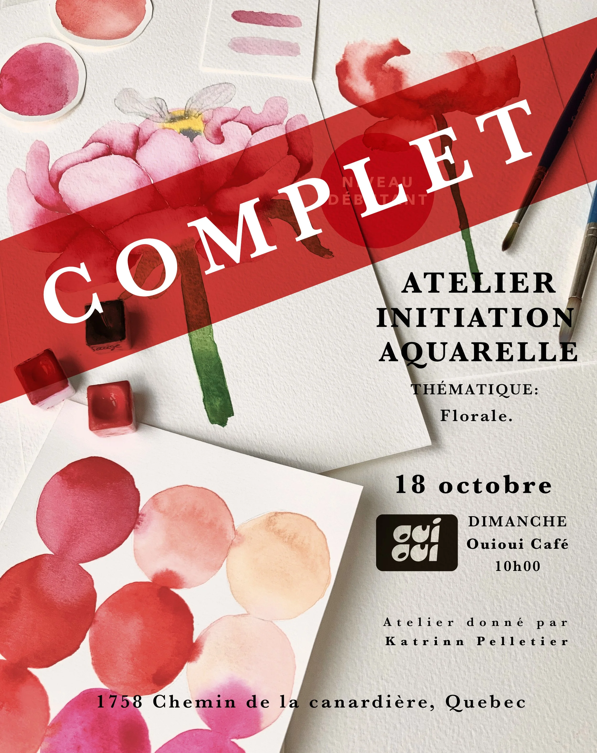 Atelier aquarelle INITIATION : Thématique florale / Dimanche 18 octobre 2026
