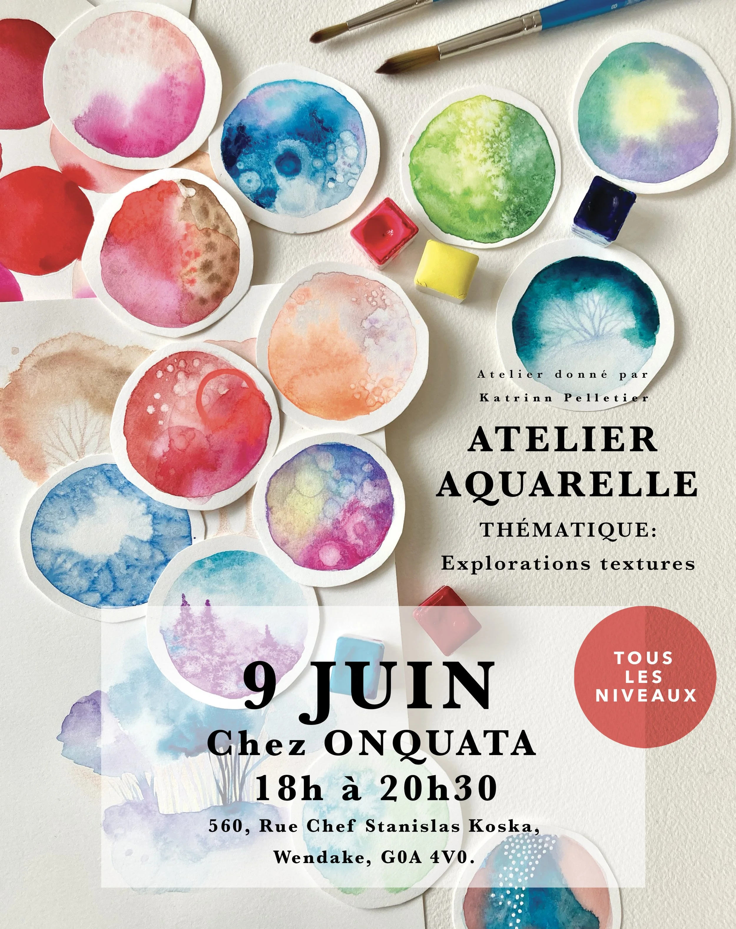 Atelier aquarelle explorations de textures / MARDI 9 JUIN 2026