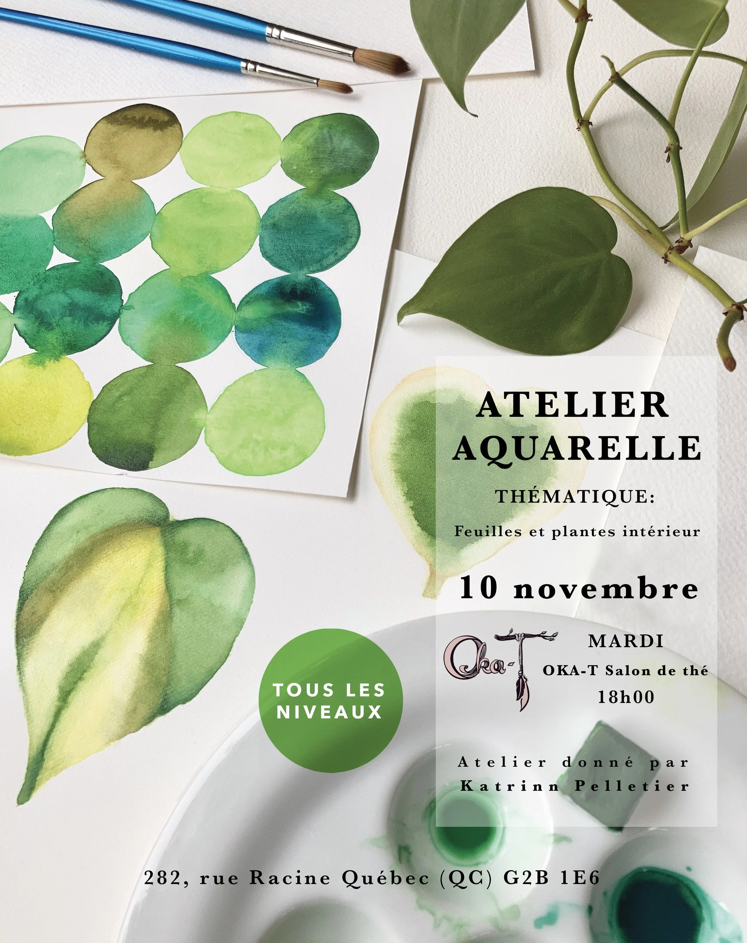 Atelier aquarelle plantes d'intérieur  / MARDI 10 NOVEMBRE 2026