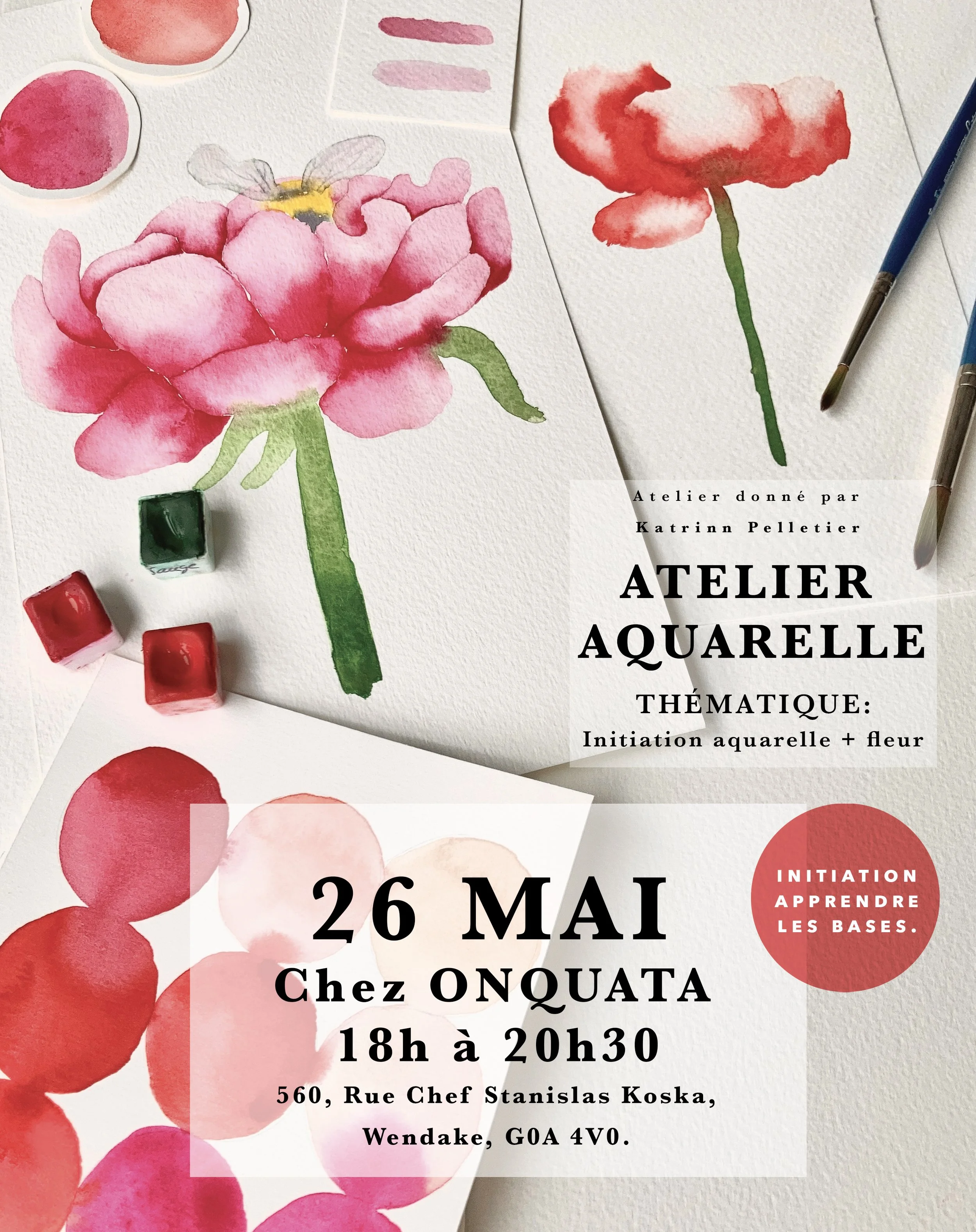 Atelier aquarelle INITIATION / MARDI 26 MAI 2026