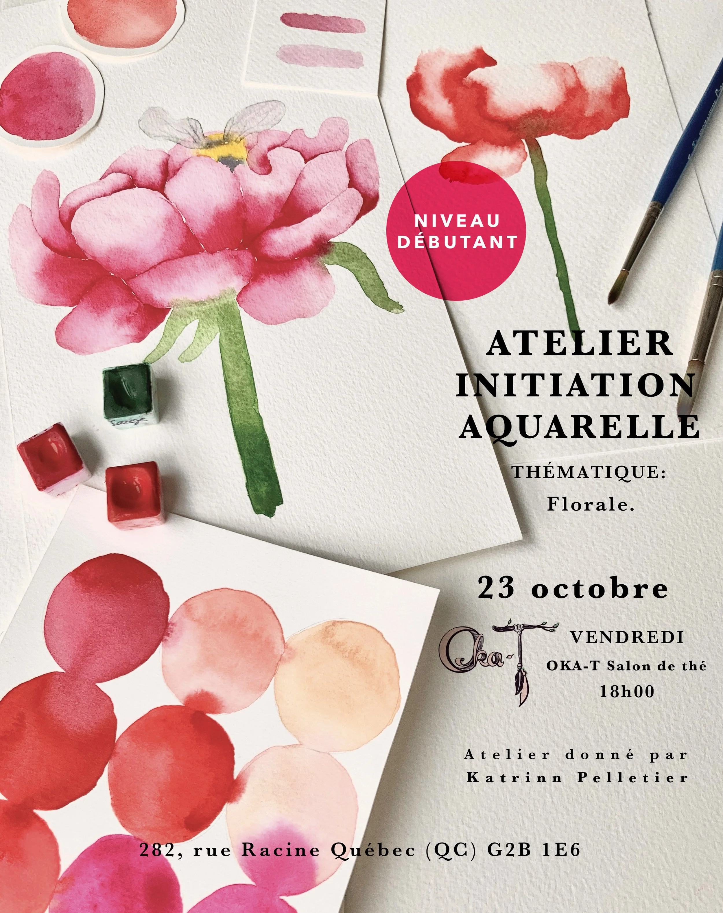 Atelier aquarelle INITIATION thématique florale / Vendredi 23 octobre 2026
