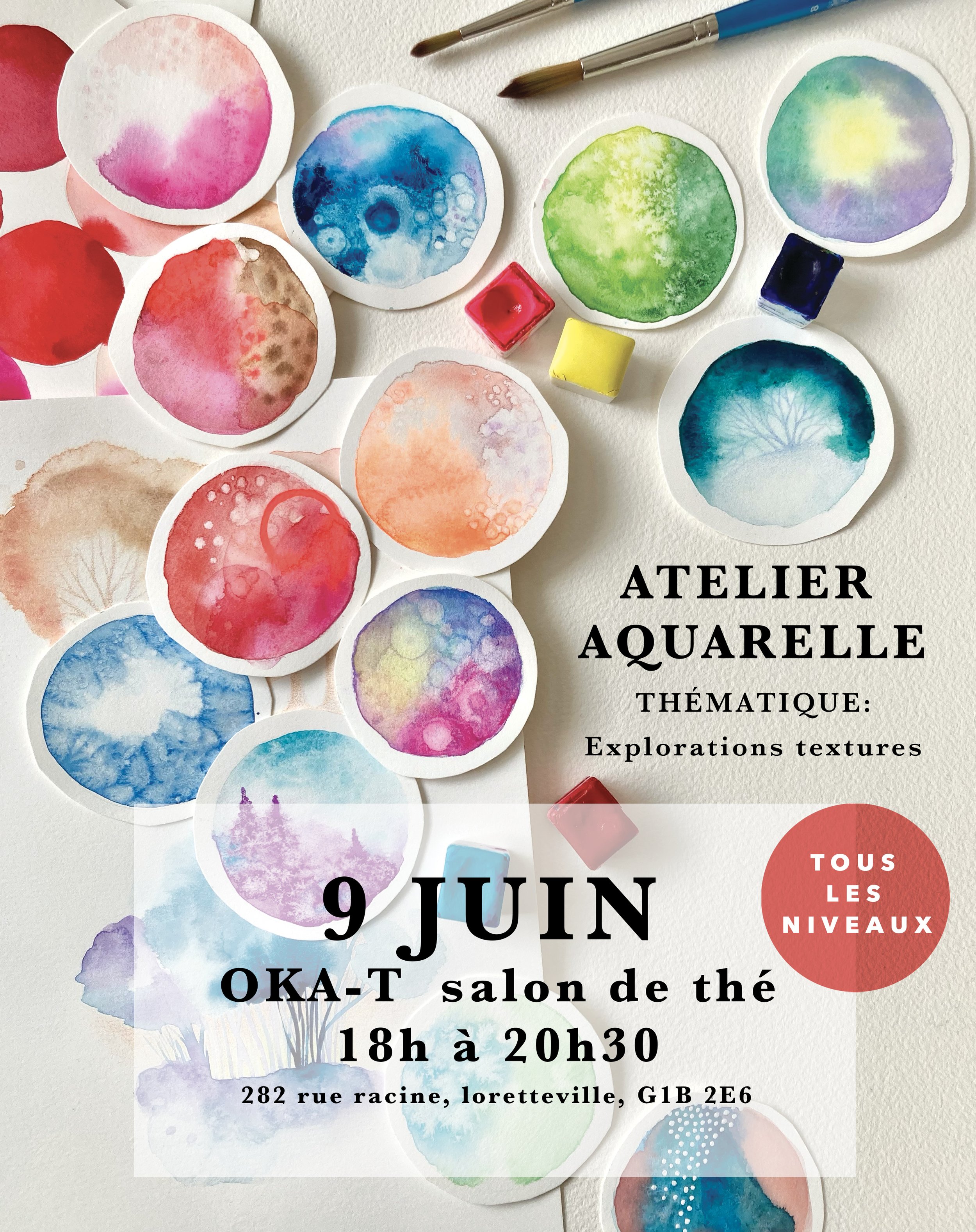 Atelier aquarelle explorations de textures / MARDI 9 JUIN 2026
