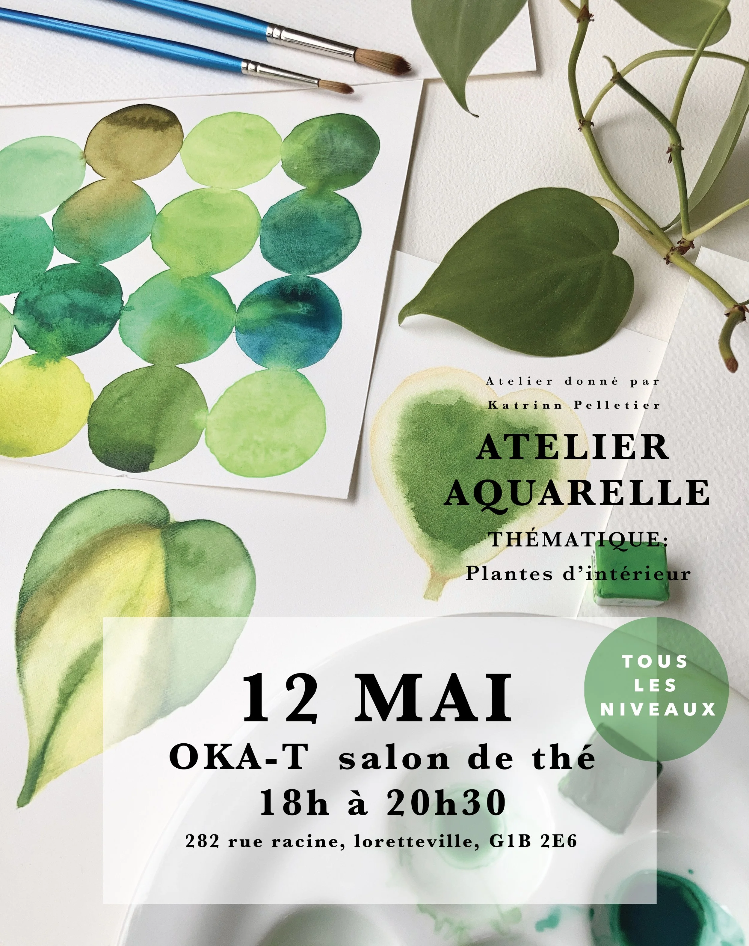 Atelier aquarelle plantes d'intérieur  / MARDI 12 MAI 2026