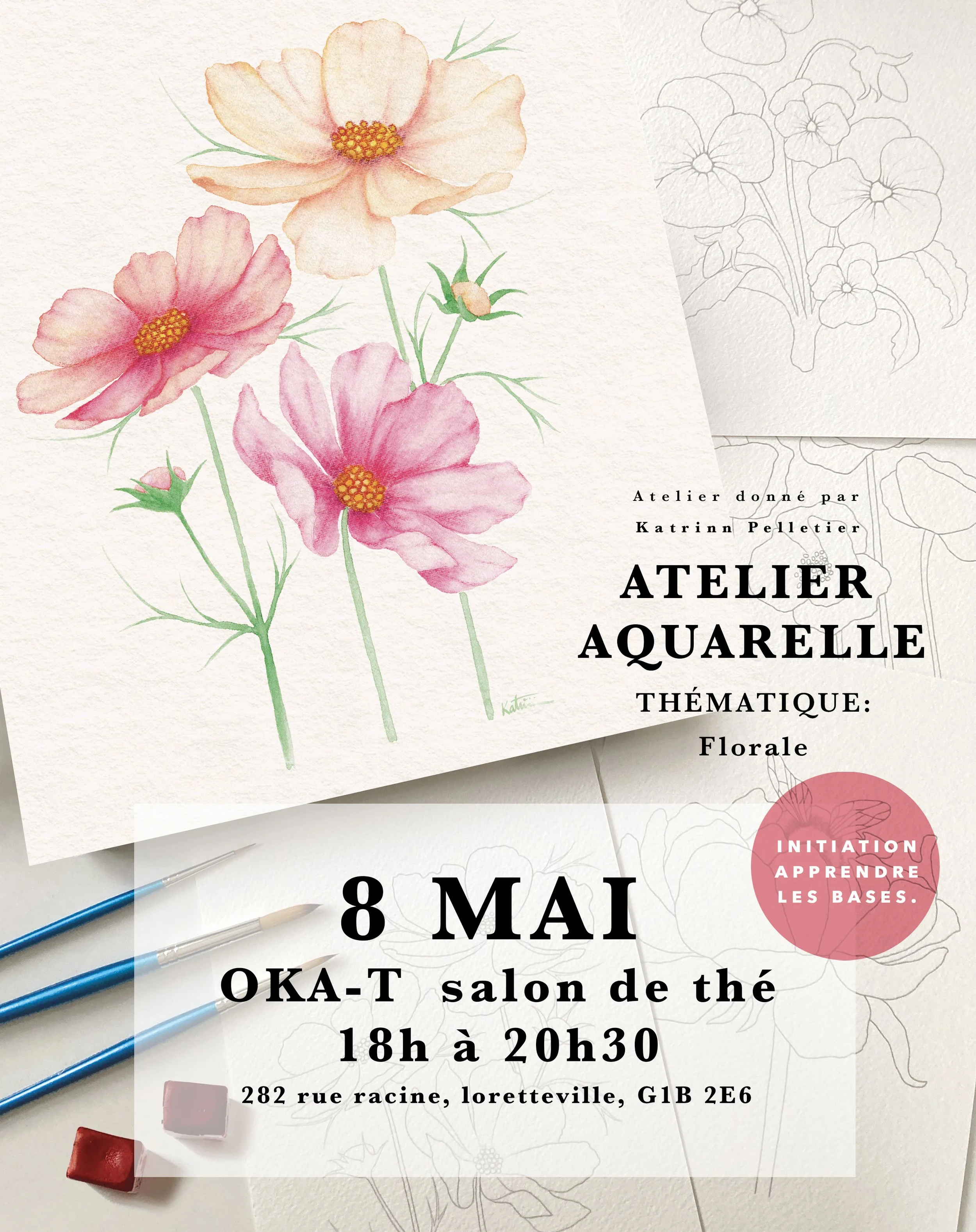 Atelier aquarelle INITIATION /  VENDREDI 8 MAI 2026