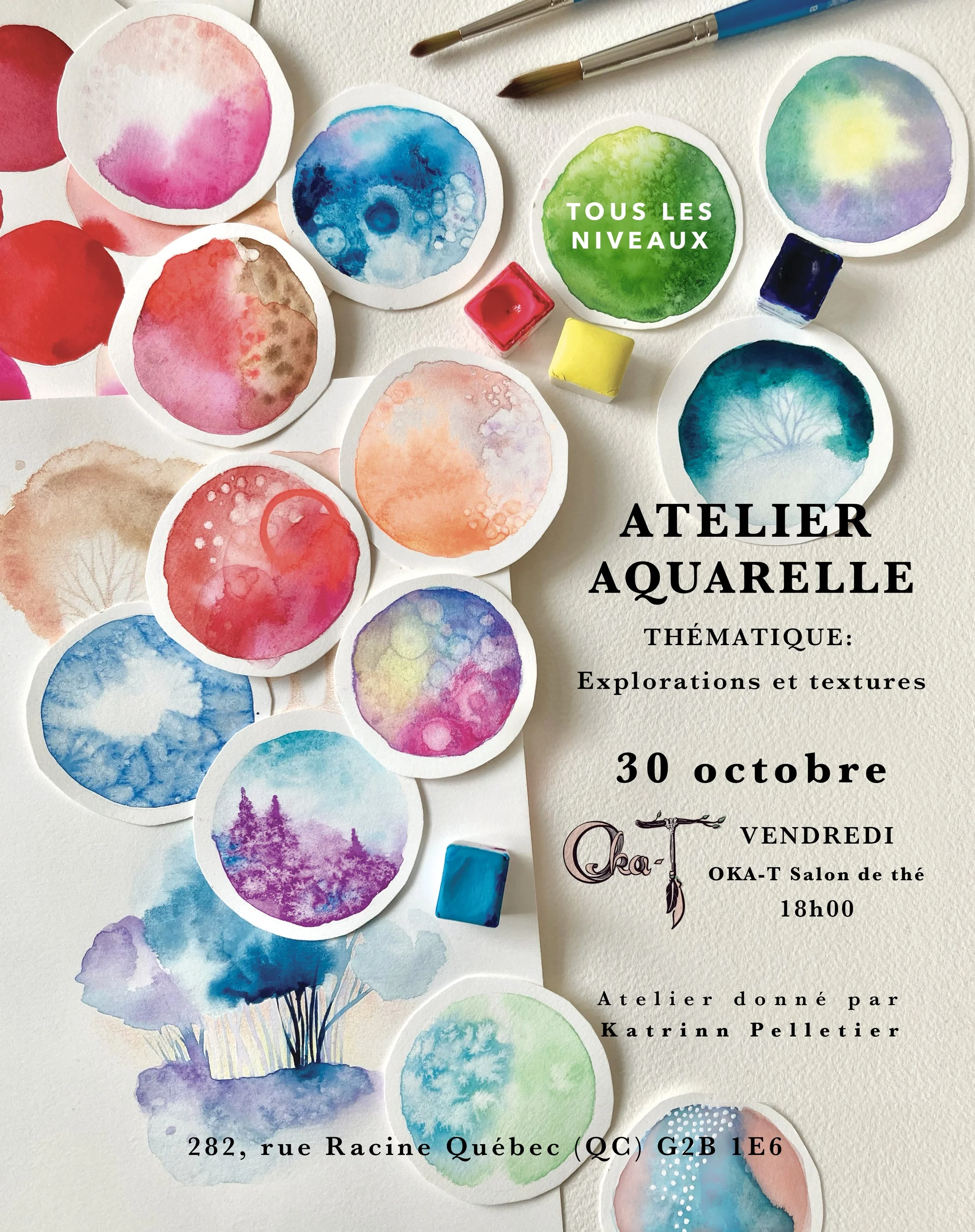 Atelier aquarelle explorations et textures  / Vendredi 30 octobre 2026