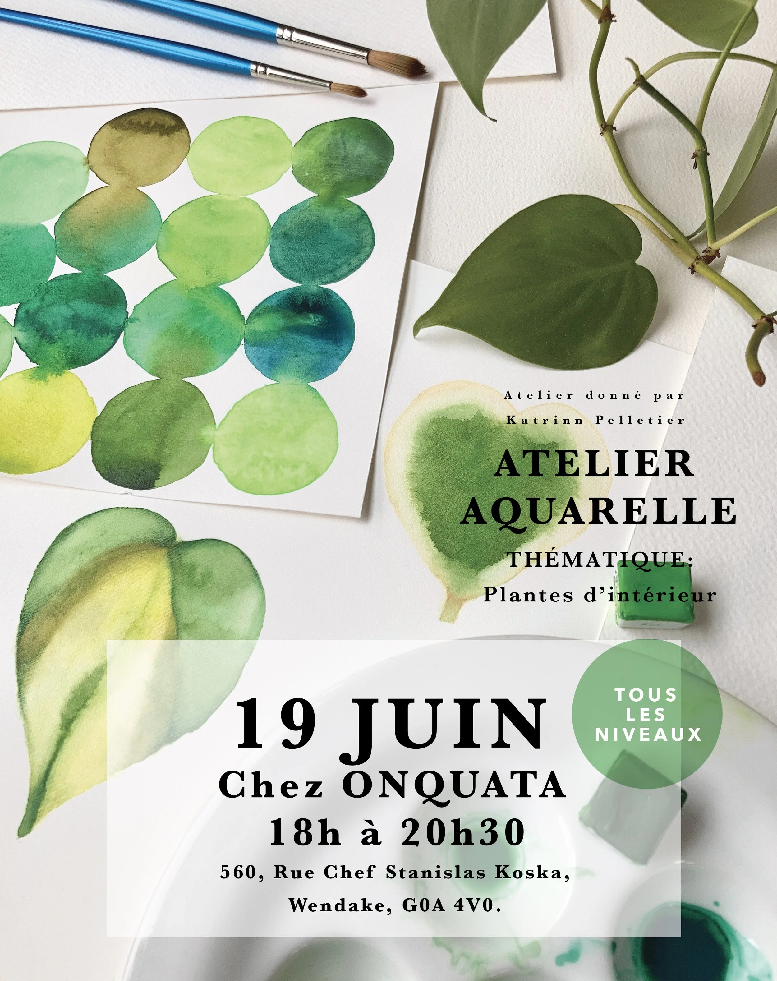 Atelier aquarelle plantes d'intérieur  /   VENDREDI 19 JUIN 2026