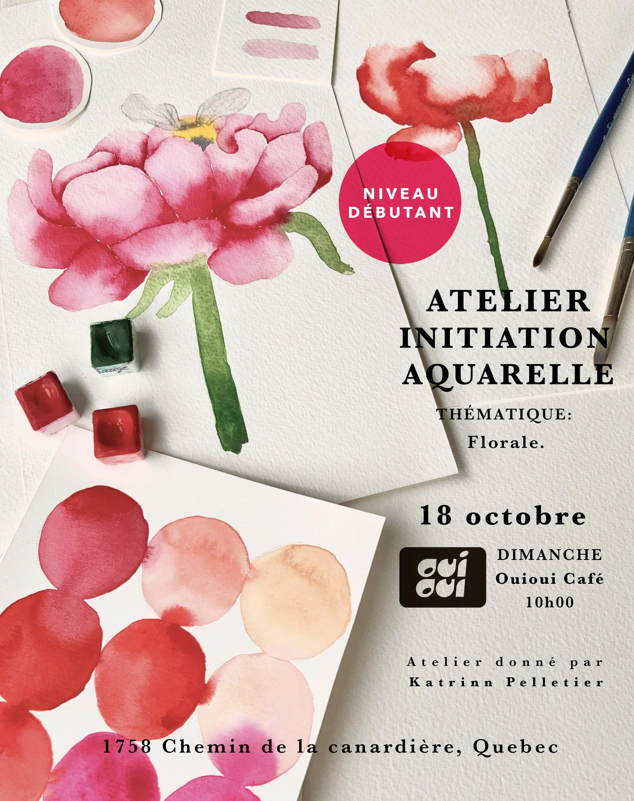 Atelier aquarelle INITIATION : Thématique florale / Dimanche 18 octobre 2026