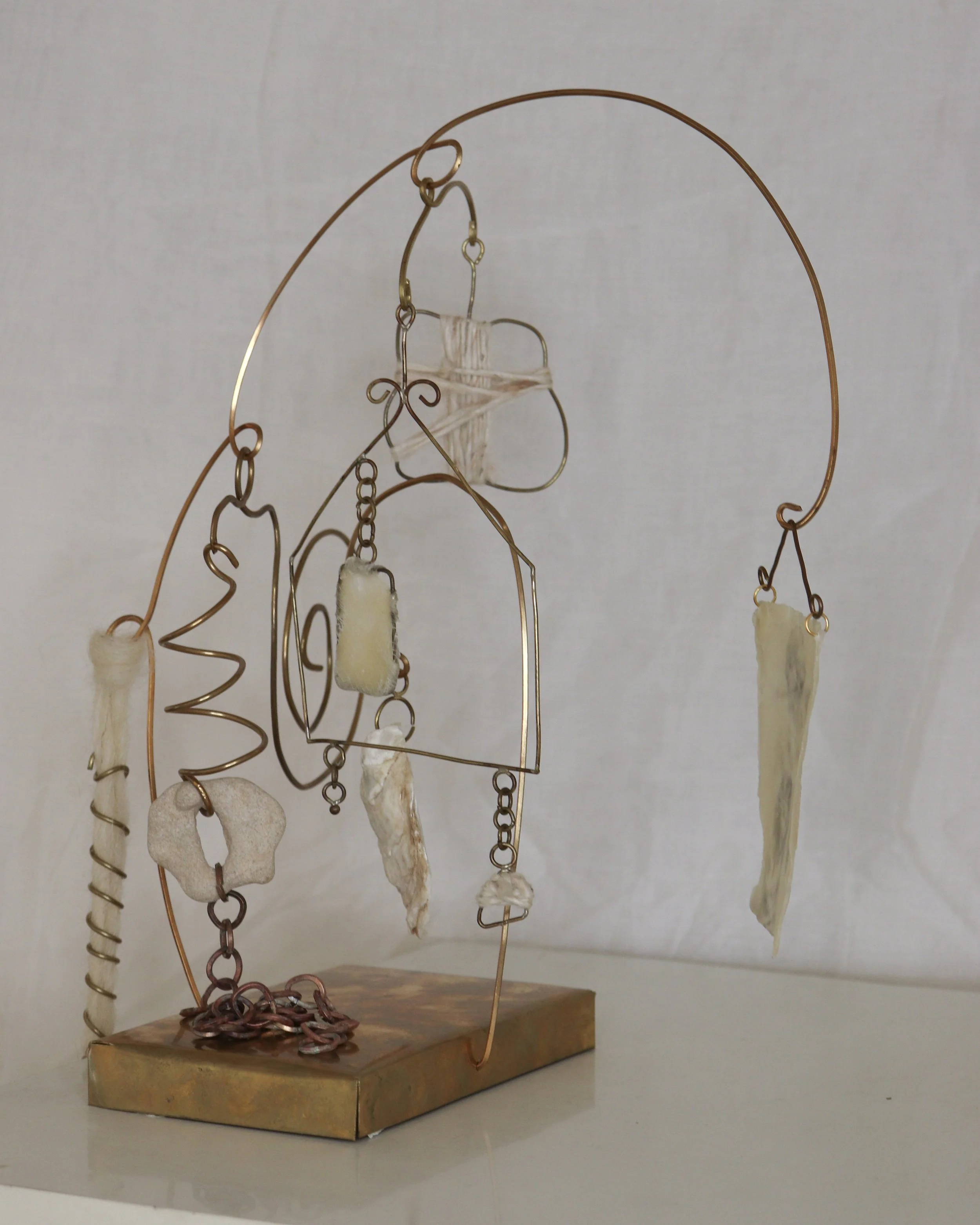 Garden’s Continuum, 2024
Brass, beeswax, paper, graphite, shells, stones, sheep’s wool.
