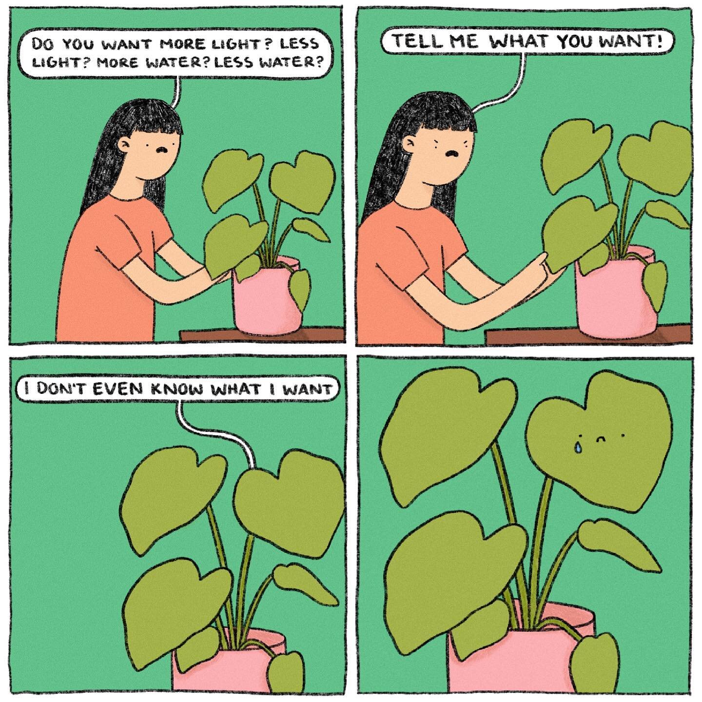 this comic is resonating with me extra hard lately🧍🏻&zwj;♀️(I really dipped for two weeks only to come back with a repost🙄)
.
.
.
#comic#fourpanelcomic#plants#digitalart#illustration#procreate