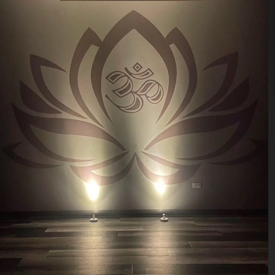 Picture of the Lotus Flower wall in the Yoga Studio room.