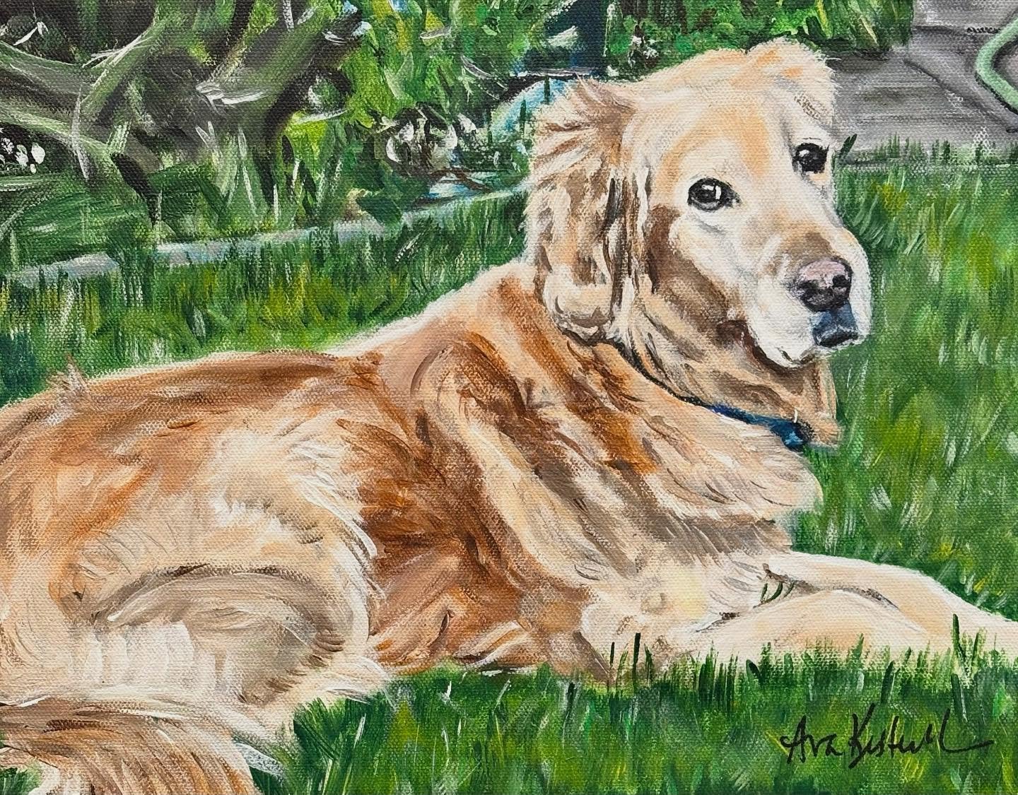 Meet Oakley, an eleven year old golden retriever.  Oakley and his human mom had an impenetrable bond that will live in her heart eternally.  Swipe left to see the photo of Oakley before he crossed over the rainbow bridge resting comfortably; this pho