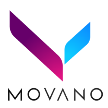 Movano logo featuring a stylized purple and blue 'V' shape above the company name.