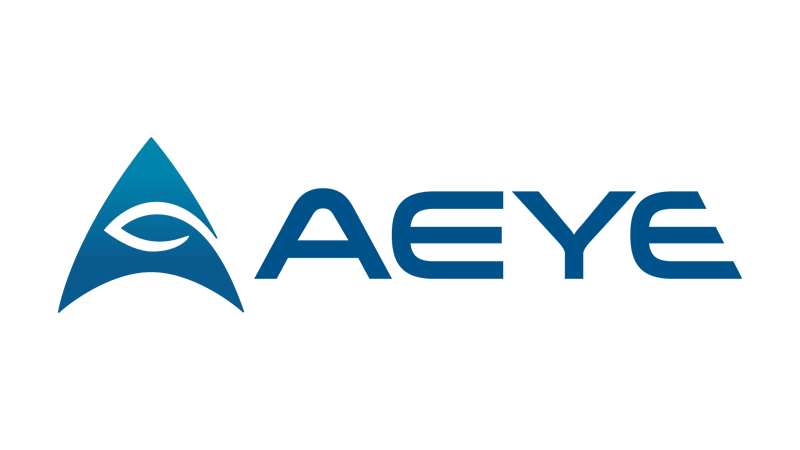 Logo with a stylized eye inside a blue triangular shape and the text 'A EYE' in blue uppercase letters.