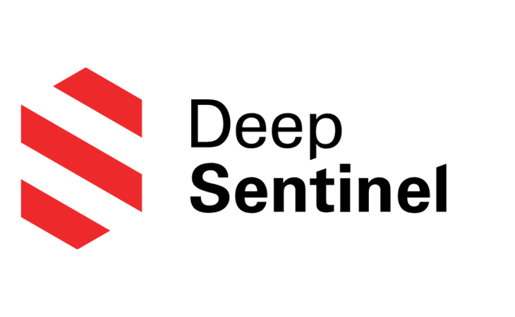 Black background with red and black geometric logo and the word "Data" in black text.