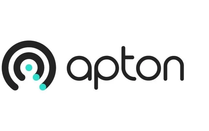 A logo with a stylized circular design and the word 'apon' next to it.