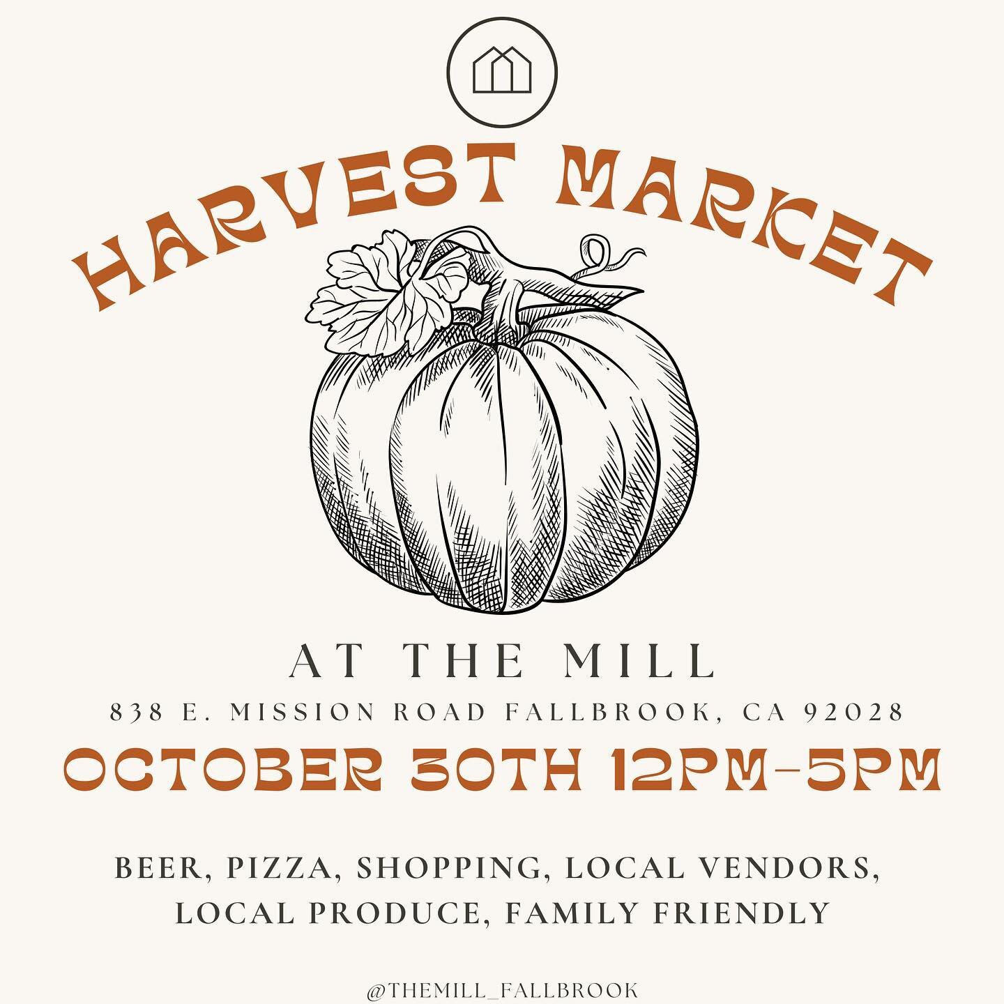 THIS SUNDAY 10/30- Fall Market @ The Mill! Free admission. Bring your crew, come in a costume &amp; grab some local goods! See you there!