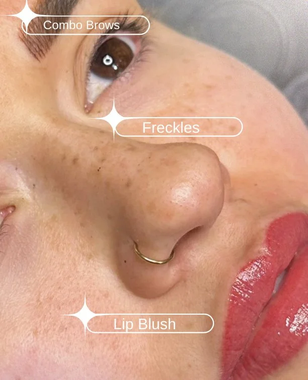 The trifecta ✨ Combo Brows + Lip Blush + Faux Freckles⁠
⁠
This is the "I woke up like this" look that actually delivers. Soft, natural, sun-kissed perfection, no filter required.⁠
⁠
Her brows frame her face beautifully. Her lips have that e