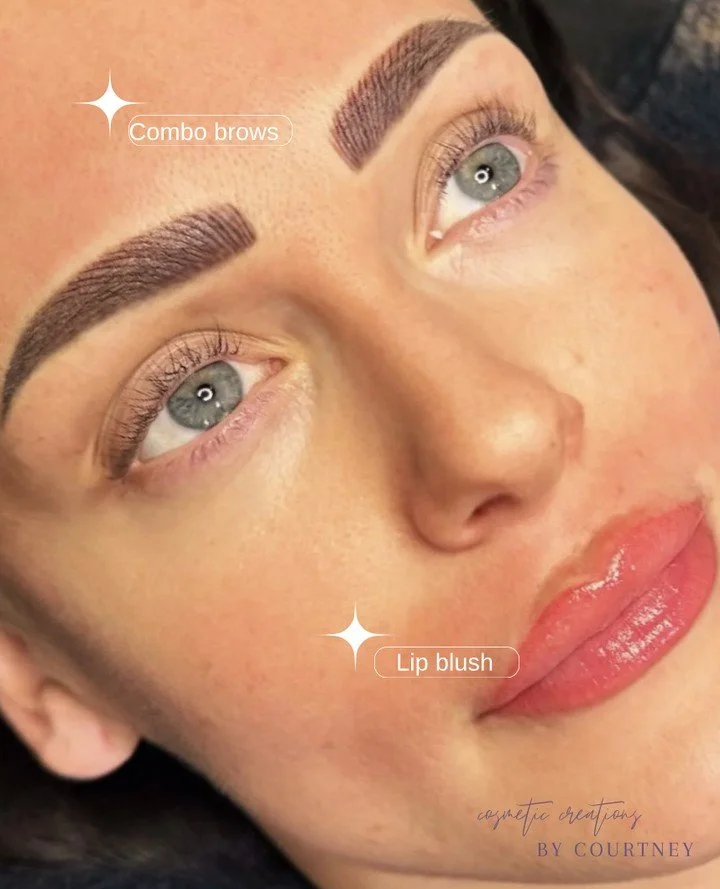 That fresh out the chair glow hits different ✨ Combo Brows + Peachy Pink Lip Blush⁠
⁠
Soft brows. Pretty lips. One very happy client. This is what waking up ready looks like. No makeup bag required.⁠
⁠
Book your combo appointment, link in bio or send