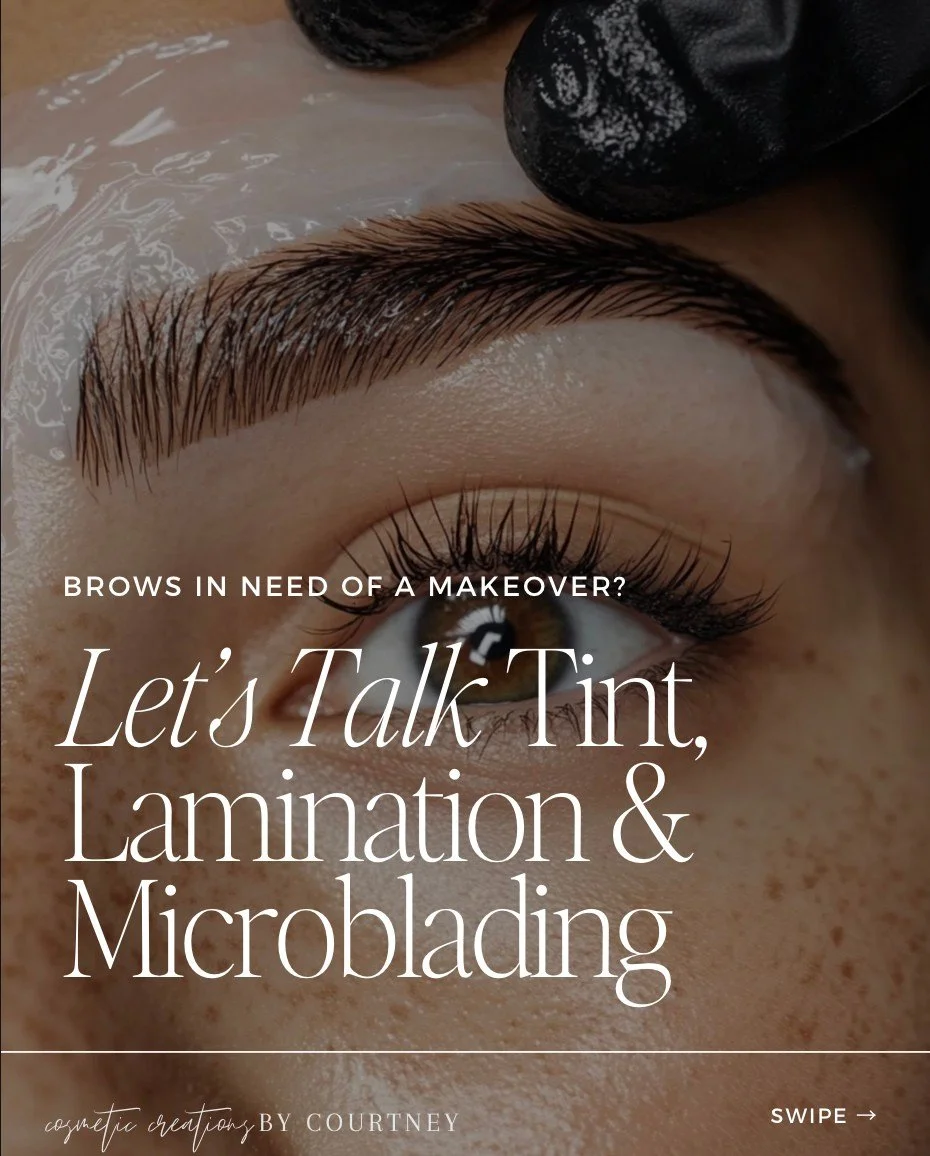 Brows feeling like they need a makeover? Let's chat about the difference between microblading and a brow lamination!⁠
⁠
✨️Brow Lamination: Great if you're looking for a way to maintain stubborn brows without relying on brow gel. This low maintenance 