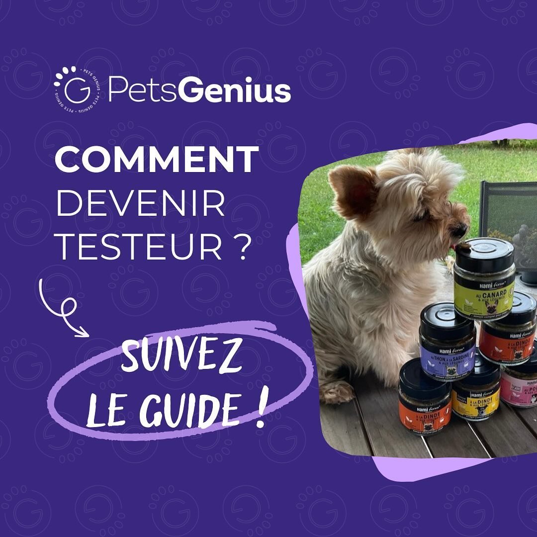 🐾 Si vous souhaitez rejoindre la communaut&eacute; de testeurs Pets Genius et partager vos avis sur des produits pour animaux, voici les 5 &eacute;tapes simples &agrave; suivre. 
Vous pourrez ainsi devenir un testeur de confiance et contribuer &agra