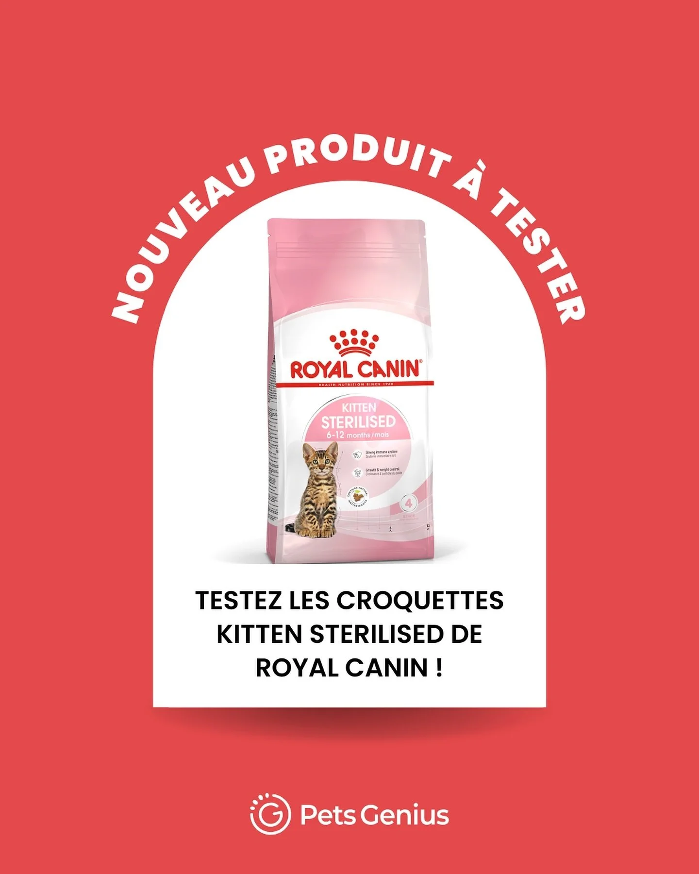 📣NOUVEAU PRODUIT &Agrave; TESTER🎉

🐱Vous avez un chaton st&eacute;rilis&eacute; et &acirc;g&eacute; de 6 &agrave; 12 mois ? Alors testez les croquettes Kitten Sterilised Dry de la marque Royal Canin !

ROYAL CANIN&reg; Sterilised Kitten est formul