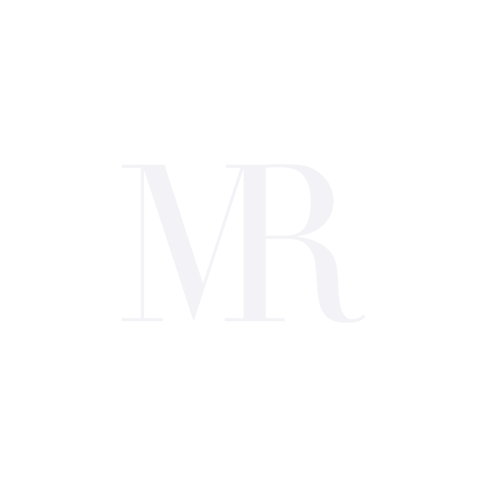 Black background with white initials 'MR' in a stylish font.