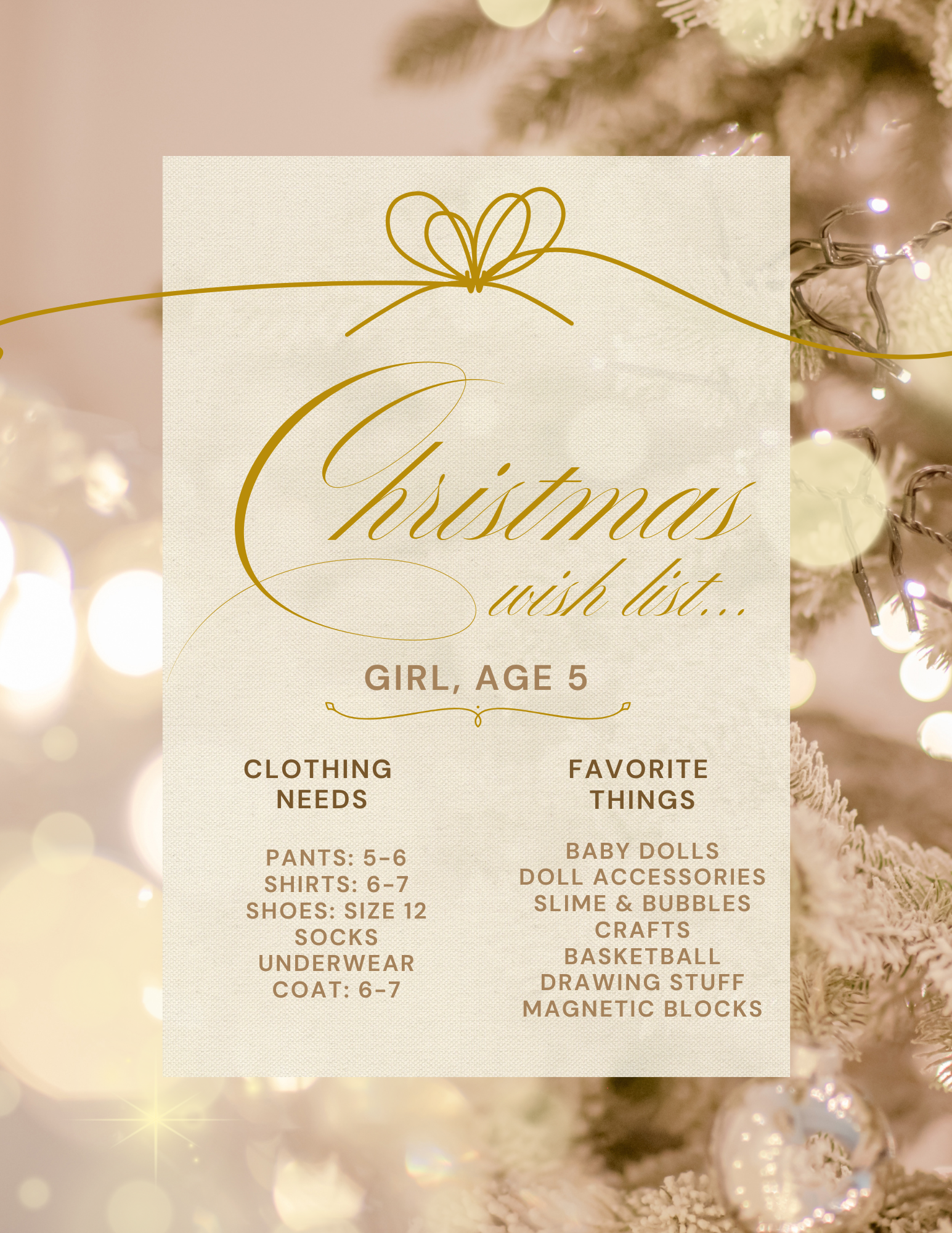 Girl age 5 Christmas wish list