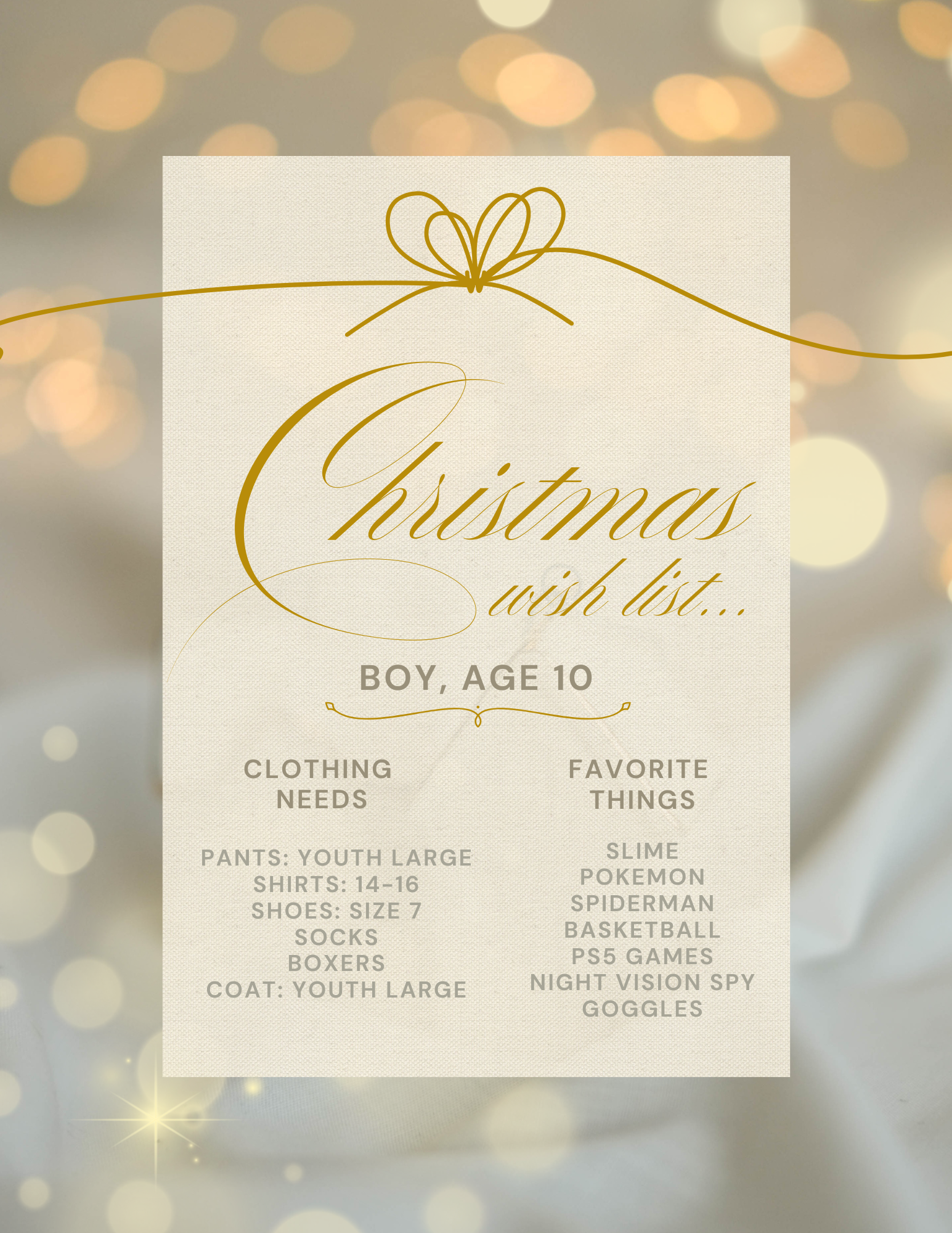 Boy age 10 Christmas wish list