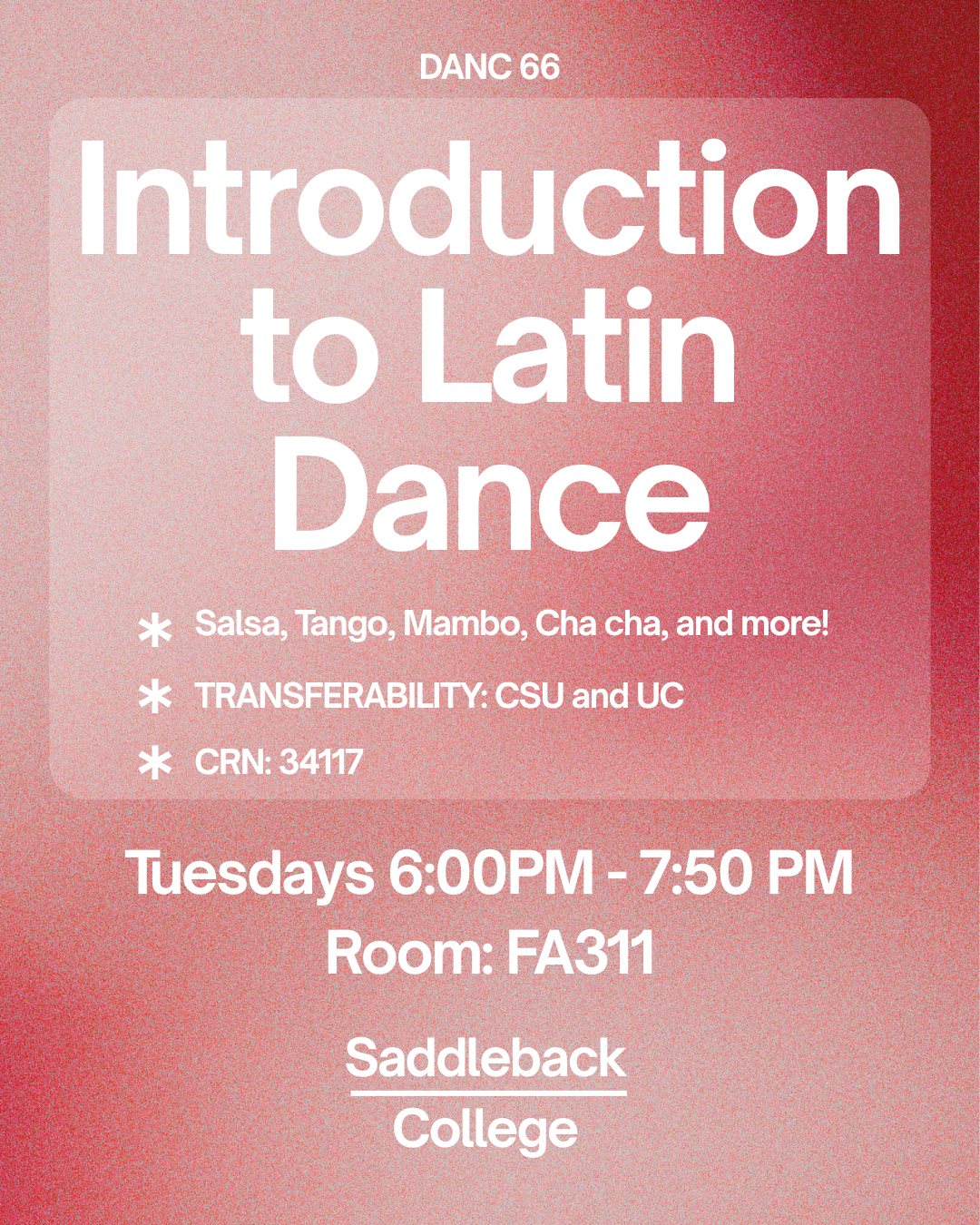 Introduction to Latin Dance at Saddleback College