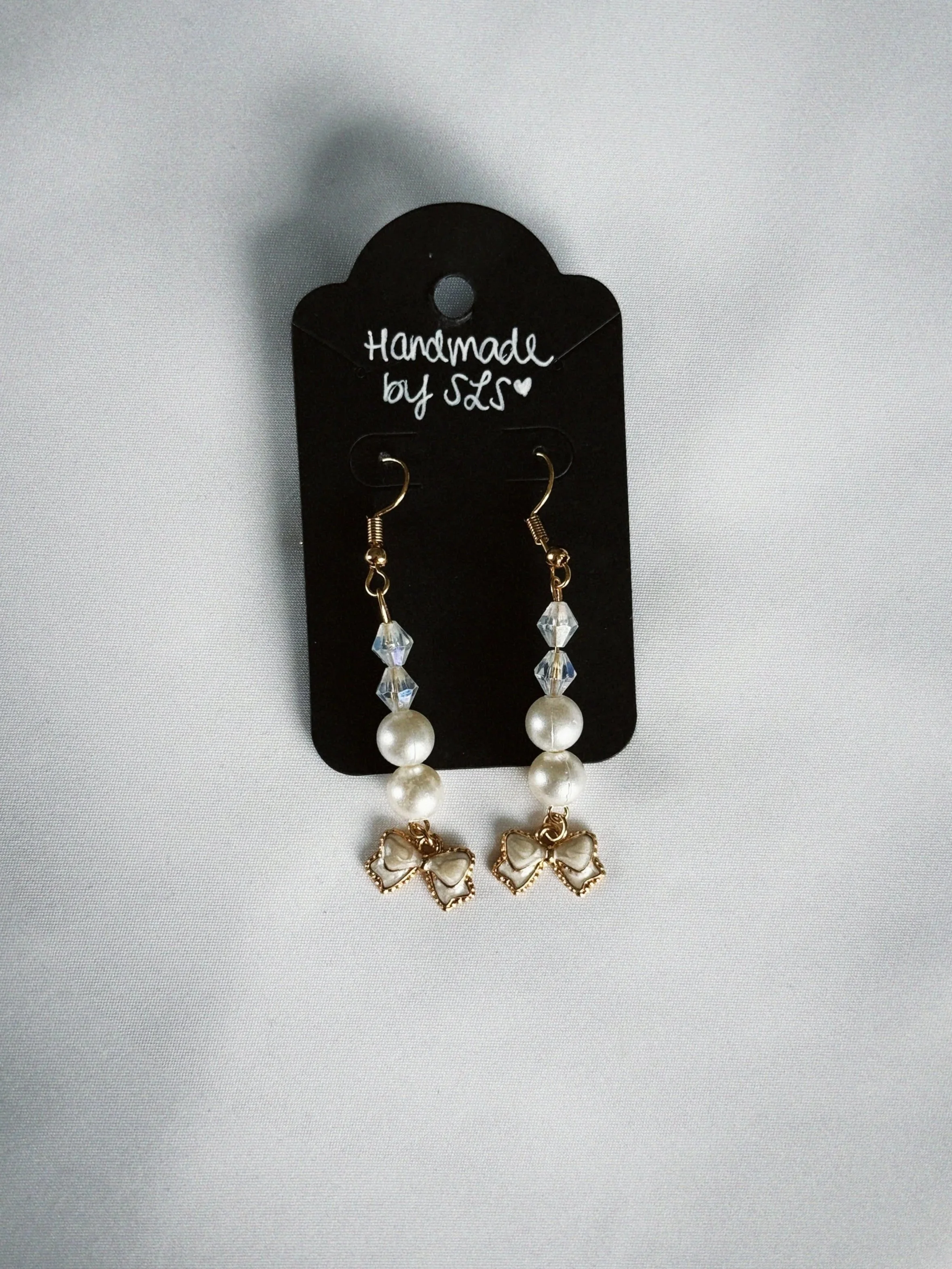 Classic Ivory Bow – 18K Gold Plated Dangle Earrings for Women | Handmade Jewelry