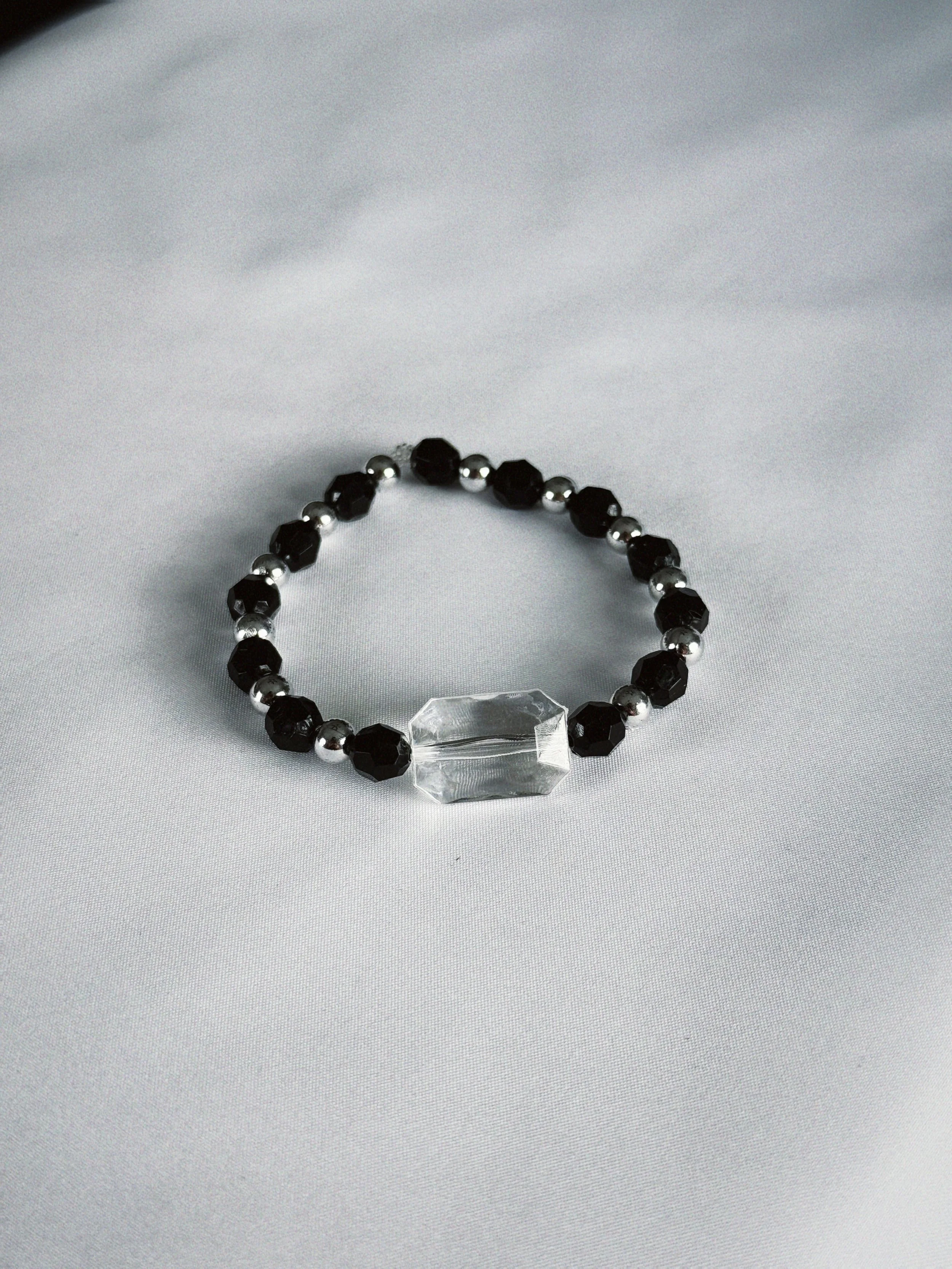 Silver Eclipse – Statement Beaded Bracelet for Women | Handmade Jewelry