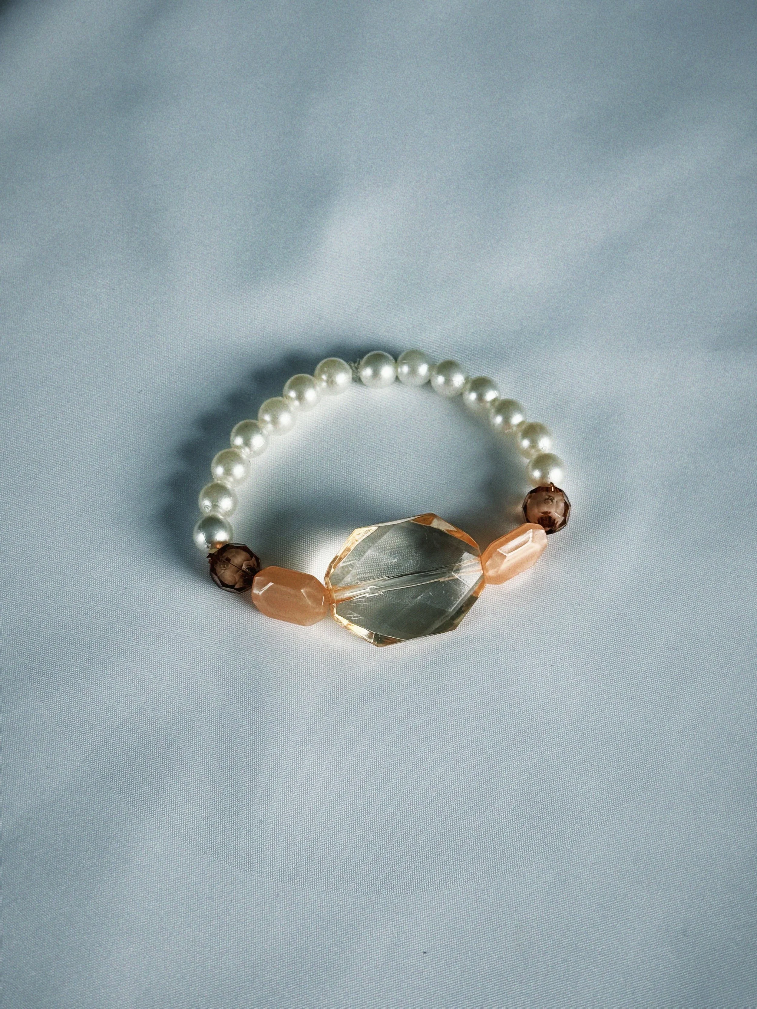 Champagne Pearl – Statement Gem Beaded Bracelet for Women | Handmade Jewelry