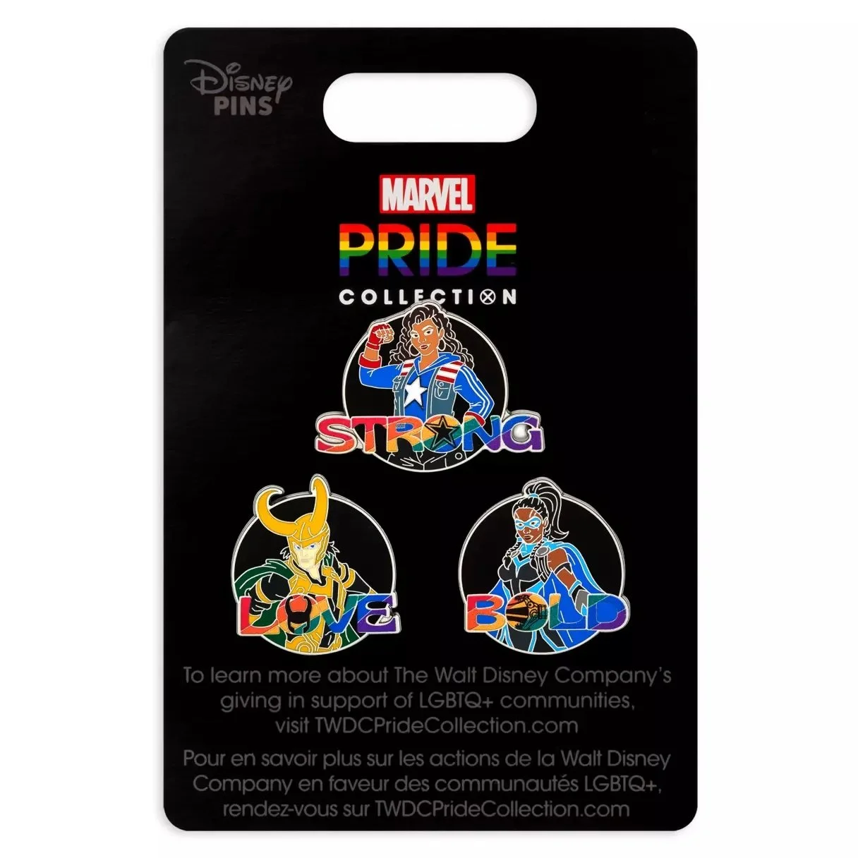 Loki, America Chavez, and Valkyrie Pin Set
