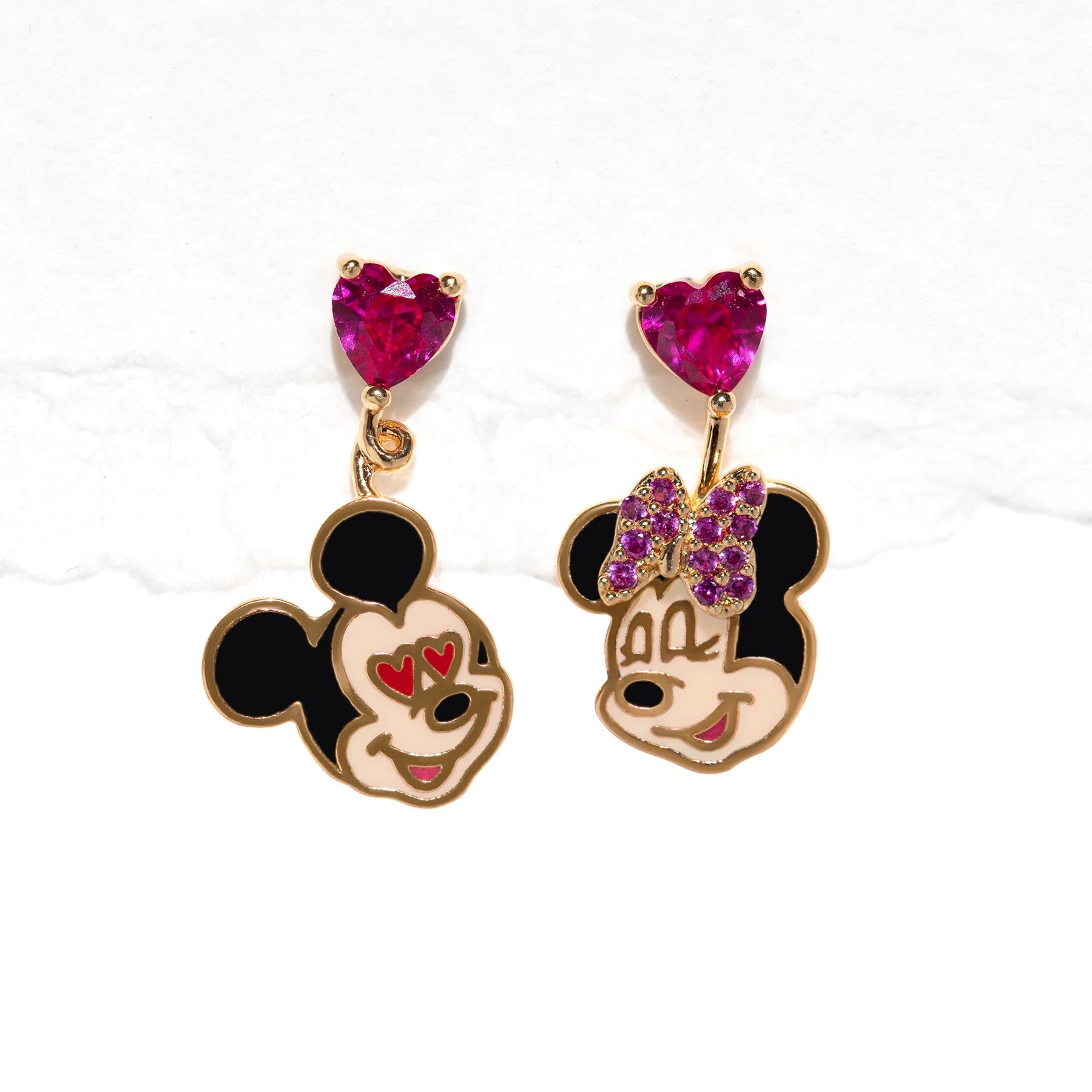 Mickey &amp; Minnie Mouse In Love Earrings