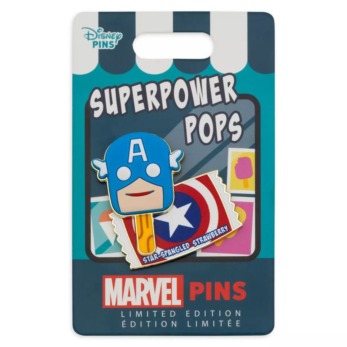 Captain America Star-Spangled Strawberry Superpower Pops Pin