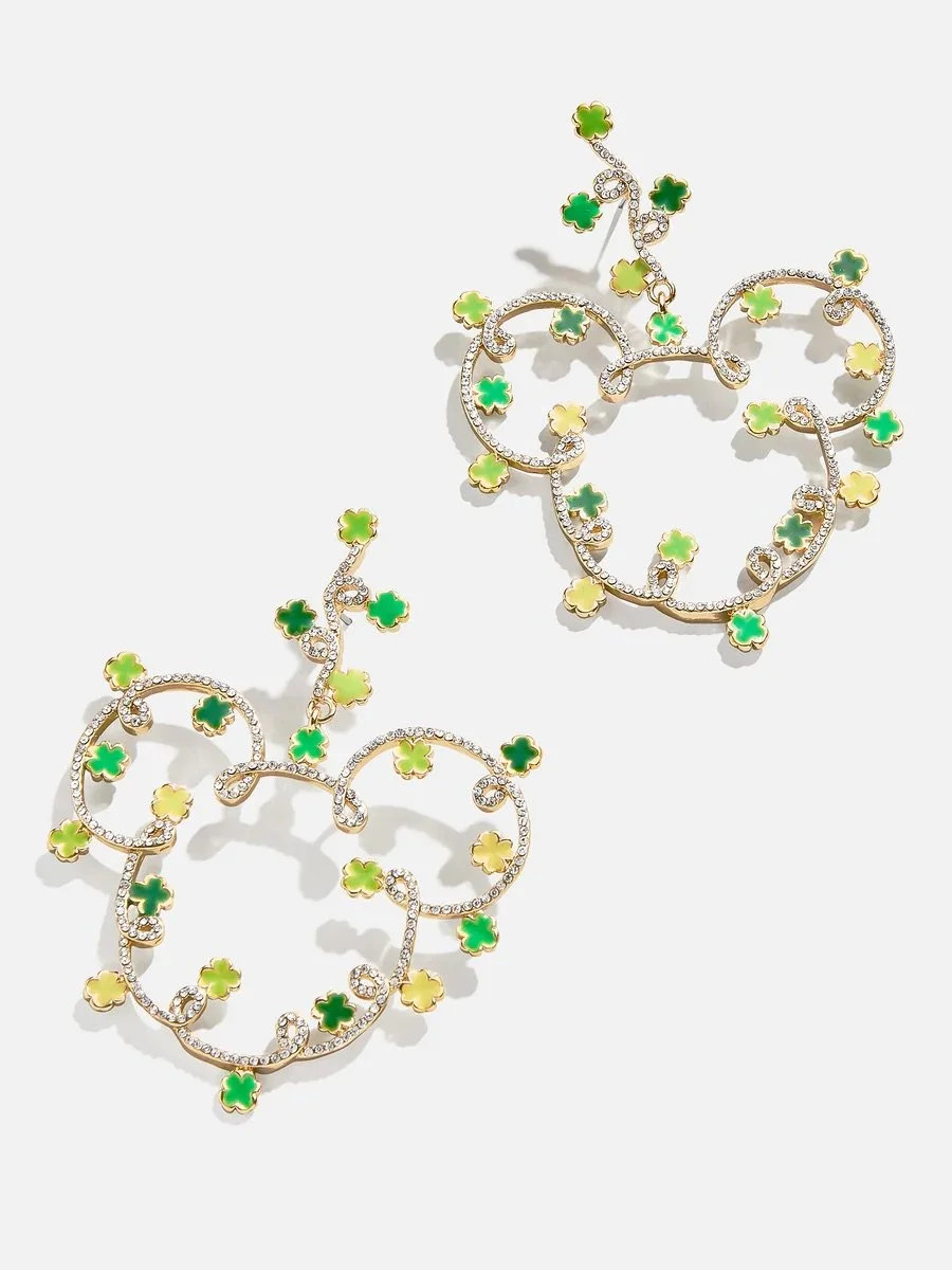Mickey Clover Outline Hoop Earrings