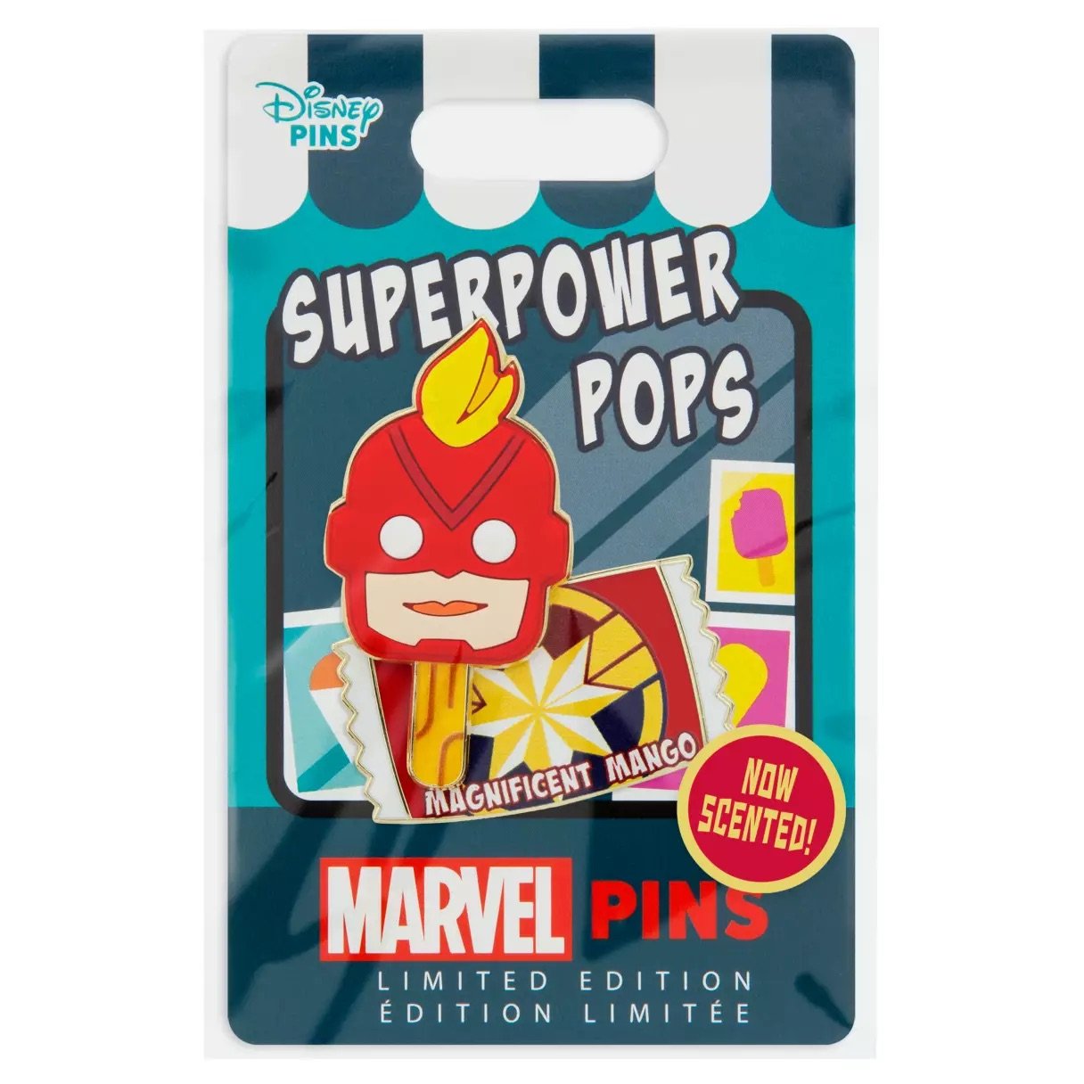 Captain Marvel Magnificent Mango Superpower Pops Pin