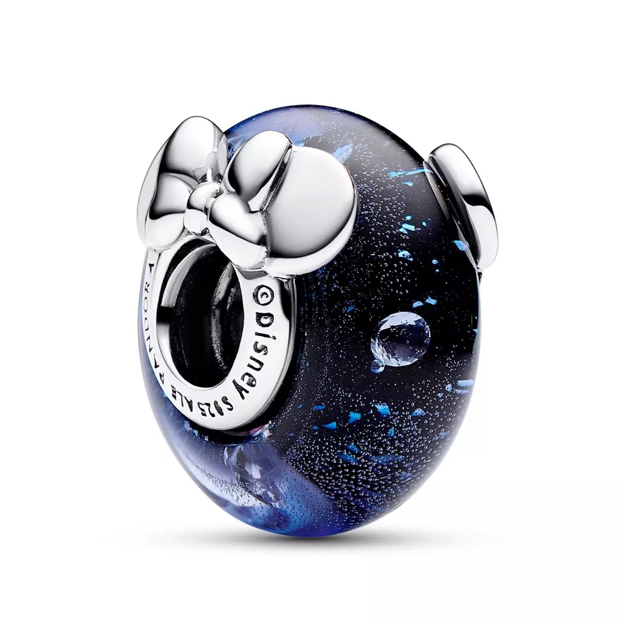 Mickey &amp; Minnie Icon Blue Murano Glass Charm