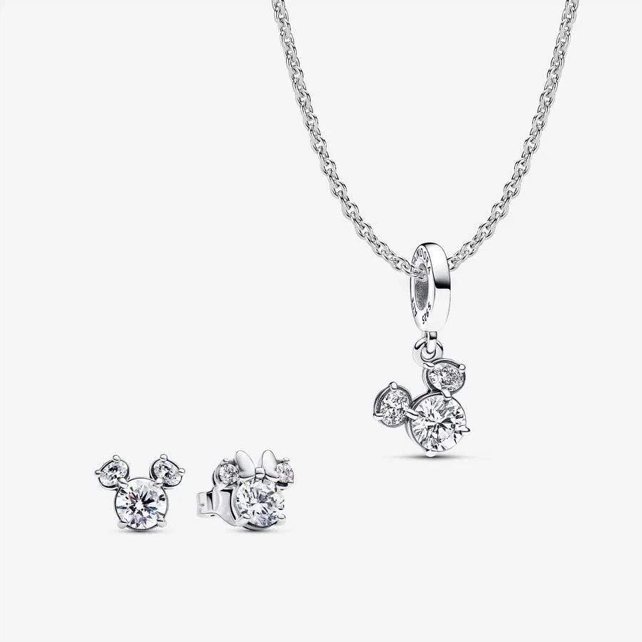 Mickey Mouse White Gold Charm Minnie Mouse Floating Pandora Charms