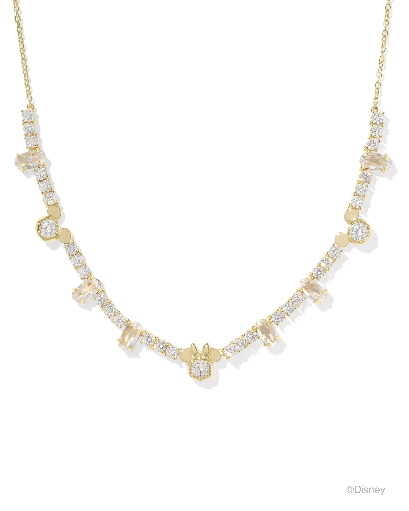Mickey &amp; Minnie Gold Tennis Necklace