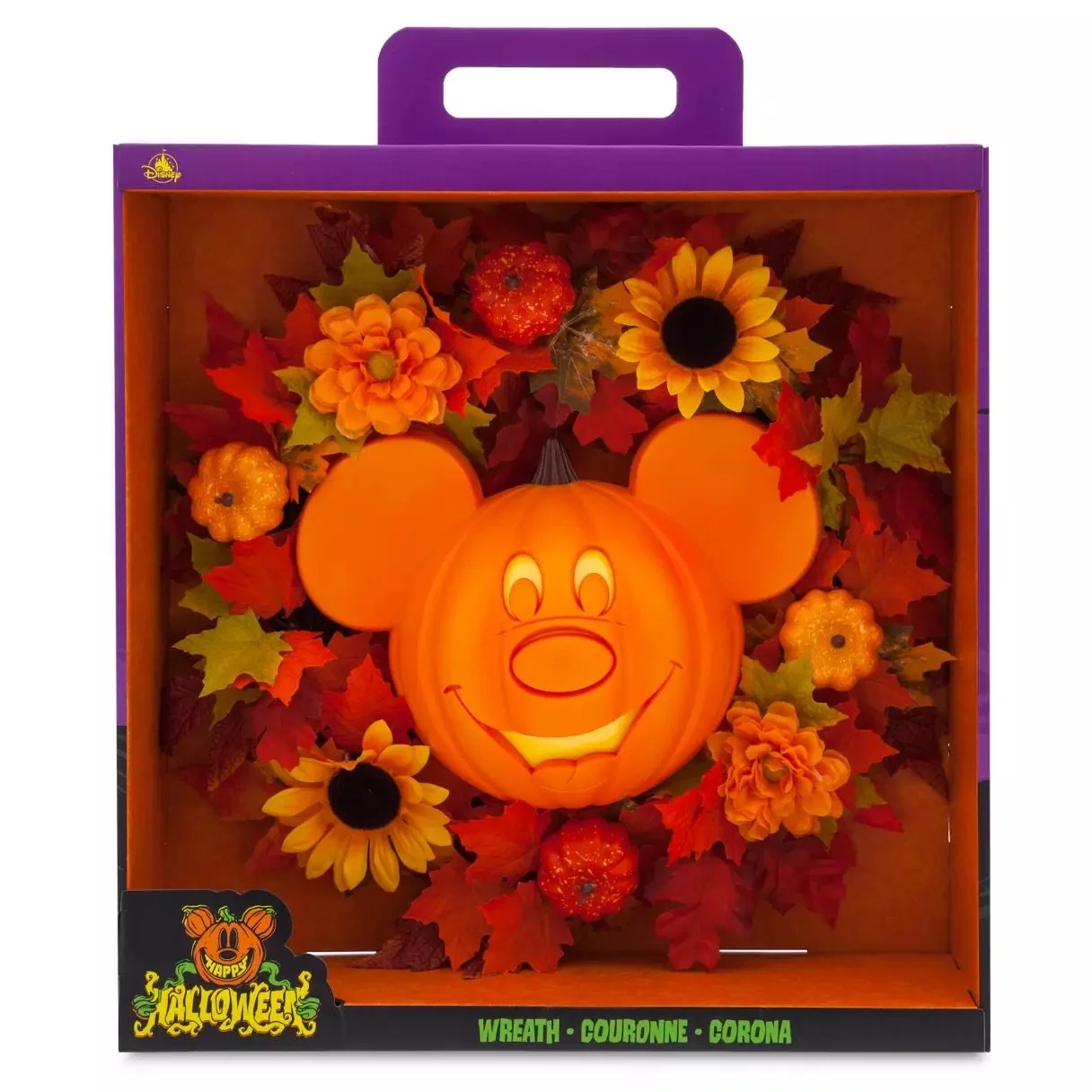 Mickey Mouse Halloween Wreath Disney Store Mickey Mouse Pumpkin Jack-O-Lantern Halloween Wreath Merchandise July 2024 Box.jpeg