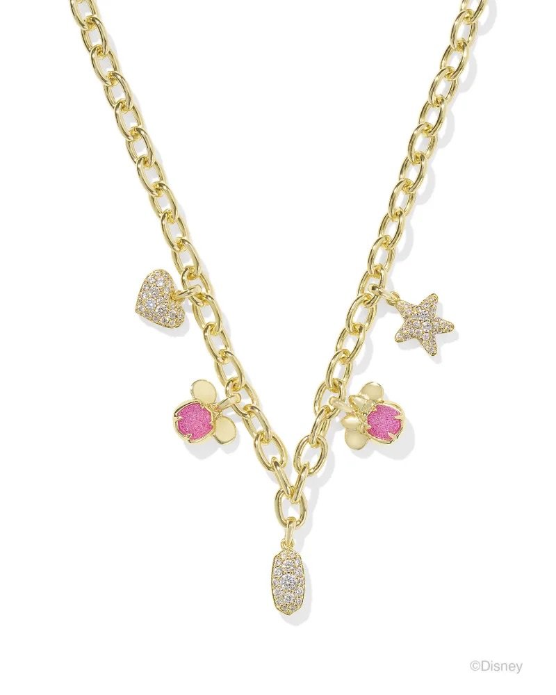 Mickey &amp; Minnie Pink &amp; White Charm Necklace