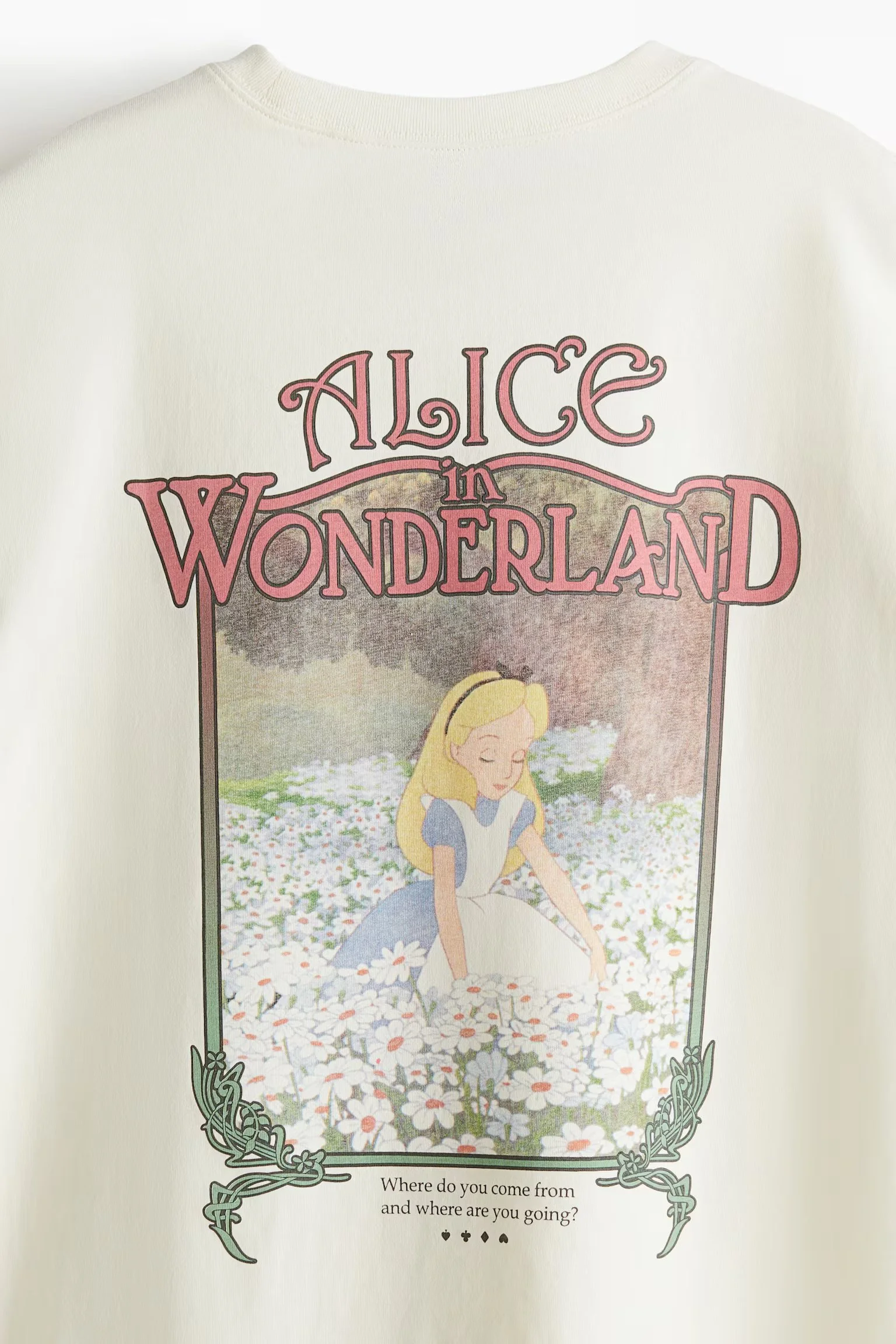 Alice in Wonderland Oversized Printed T-Shirt - Cream