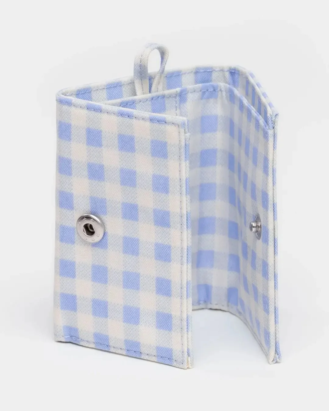 Light Blue Gingham Snap Wallet