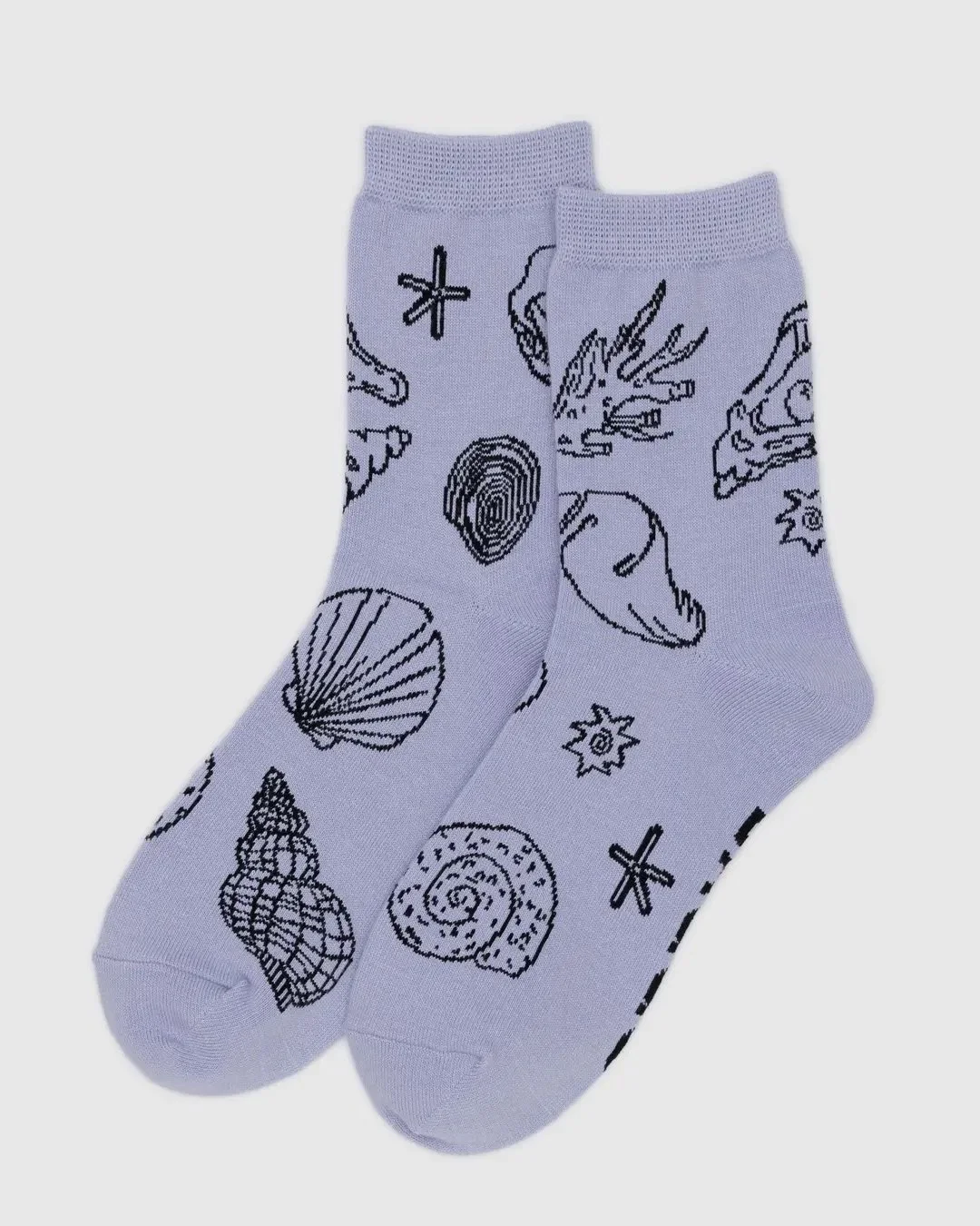Shells Light Blue Crew Sock