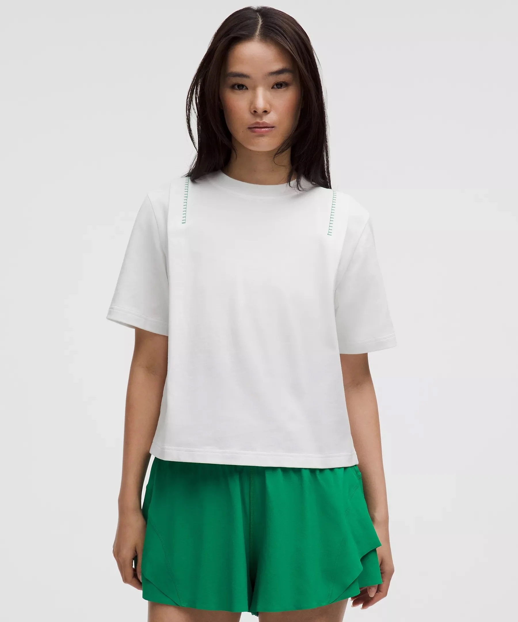 Cotton Jersey Stitch-Detail T-Shirt