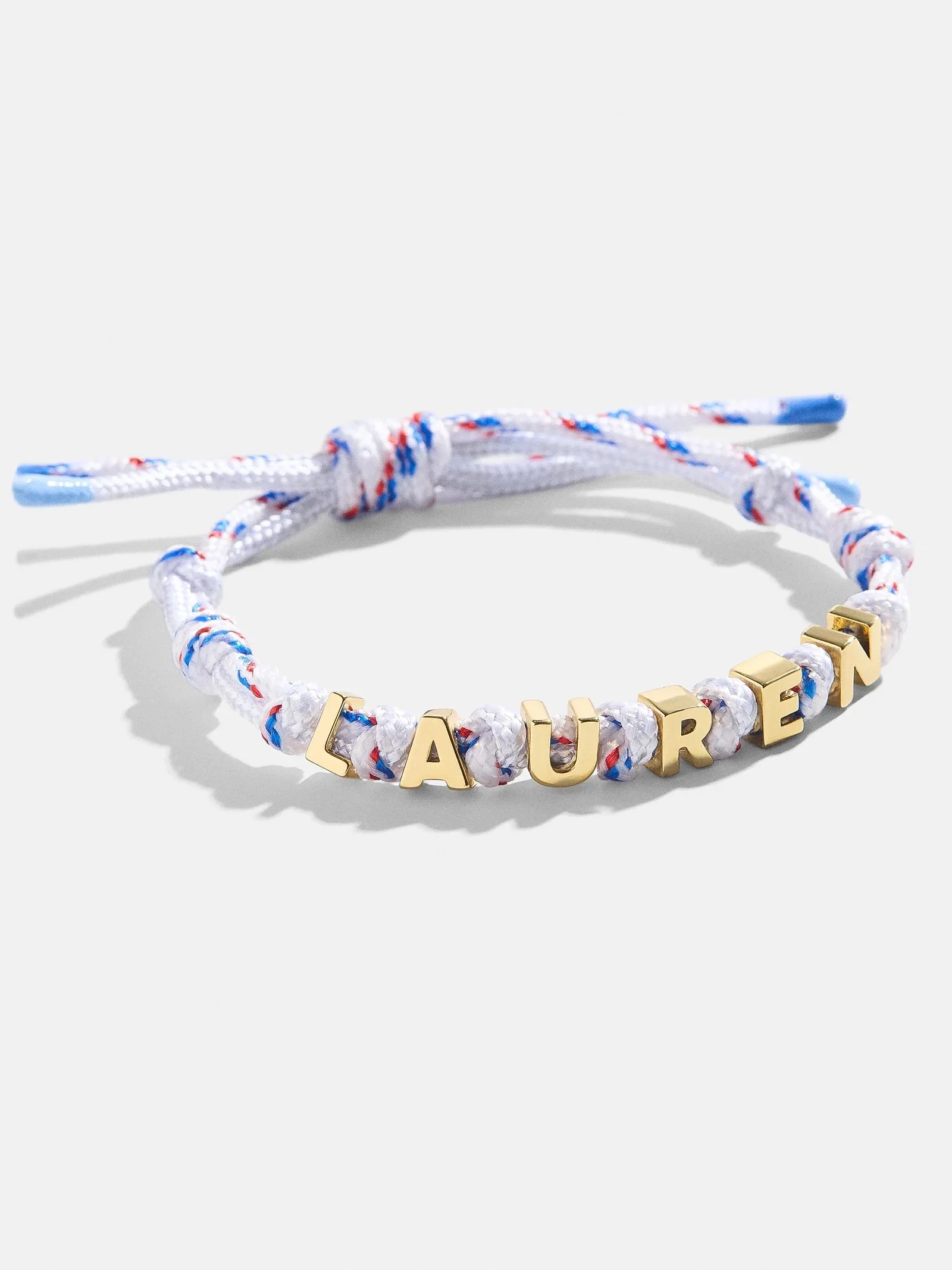 White &amp; Blue Paracord Nameplate Bracelet